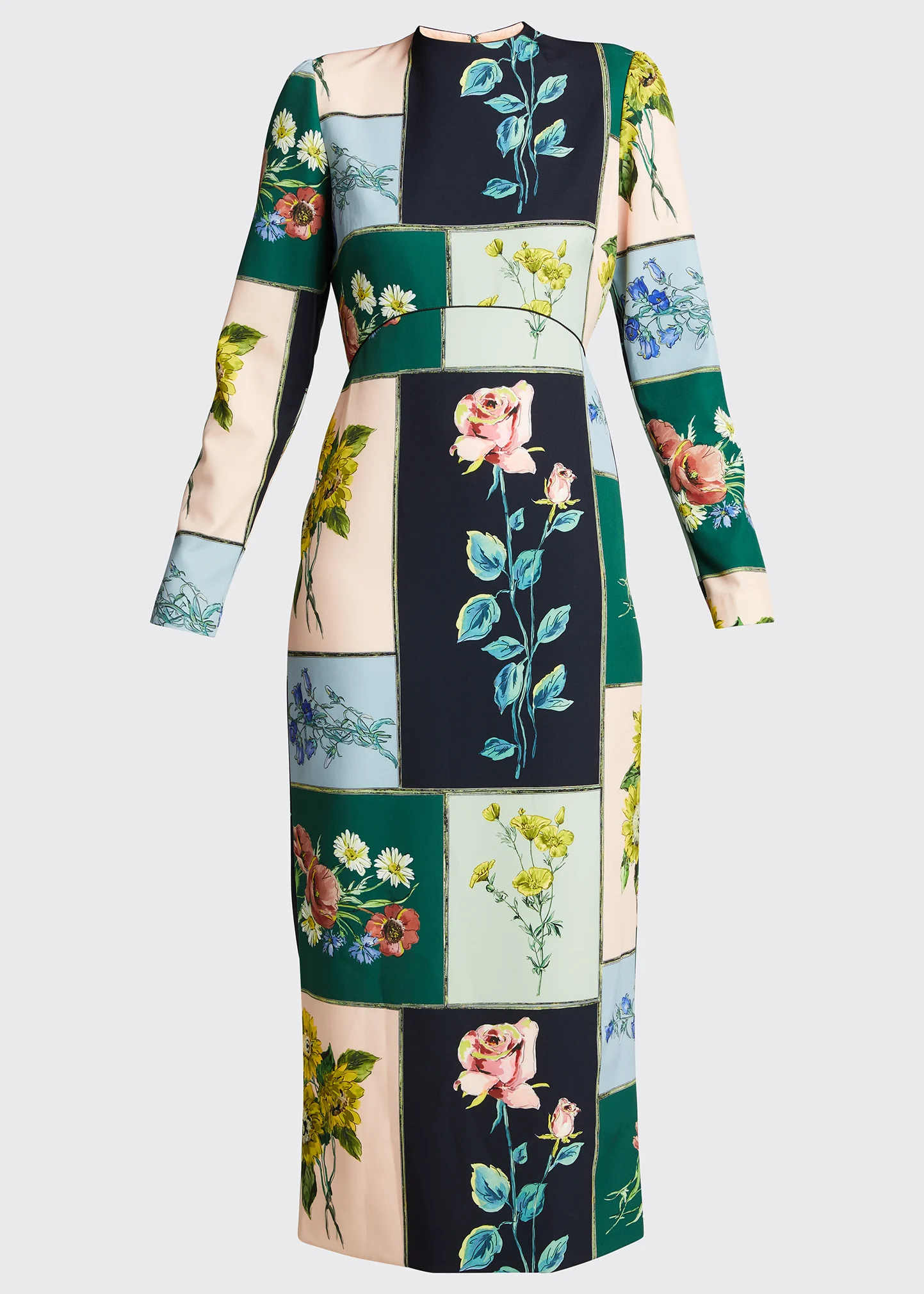 Patchwork Floral-Print Column Dress