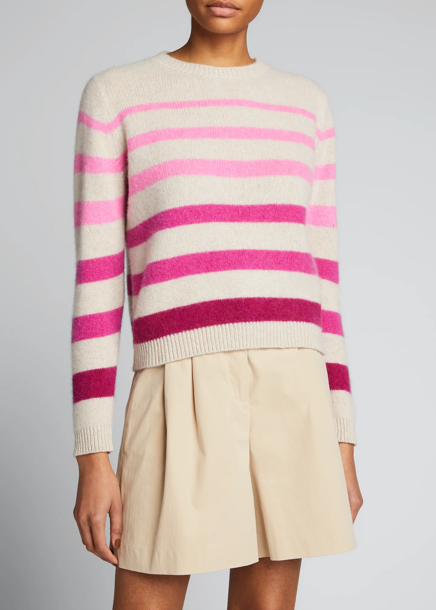 Horizon Stripe Simple Crew Cashmere Sweater