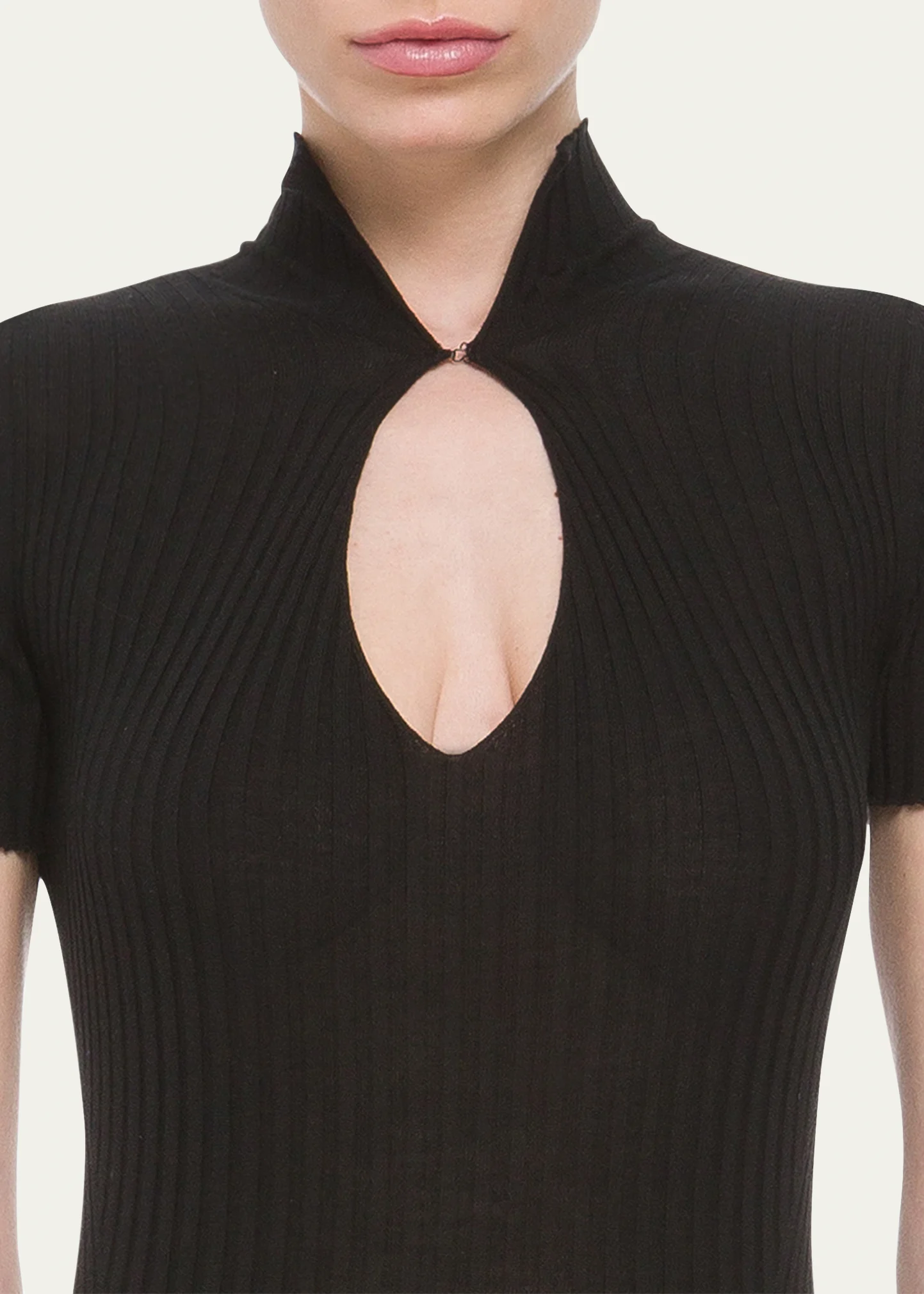 Ribbed Cutout Merino Wool Bodysuit