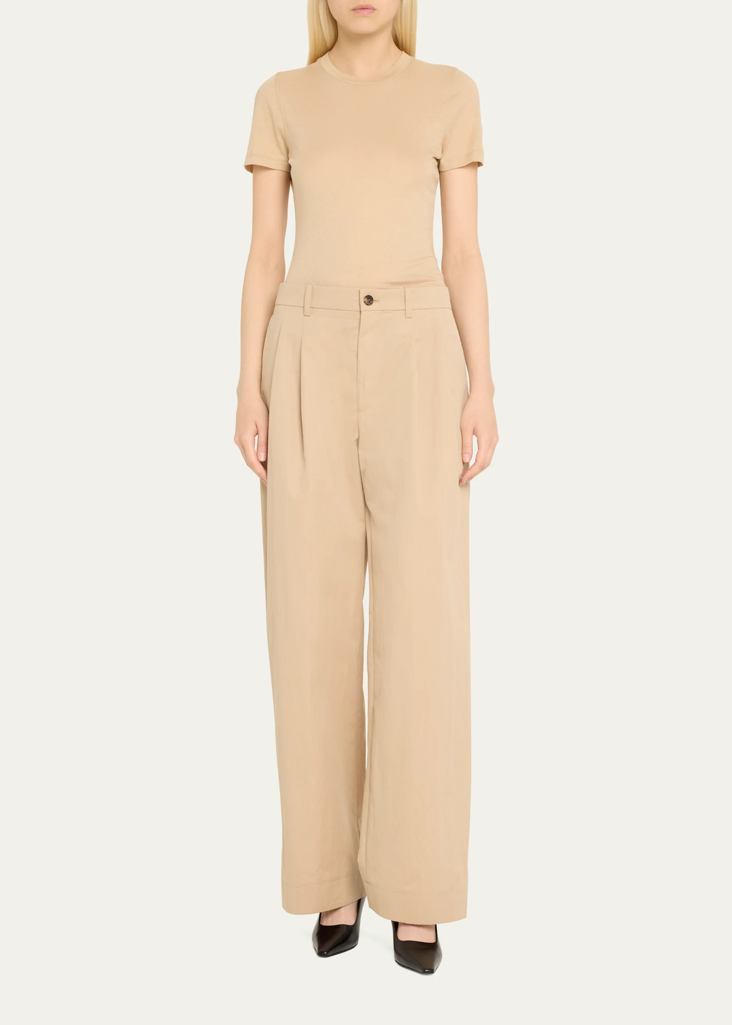 Double-Pleated Drill Chino Trousers