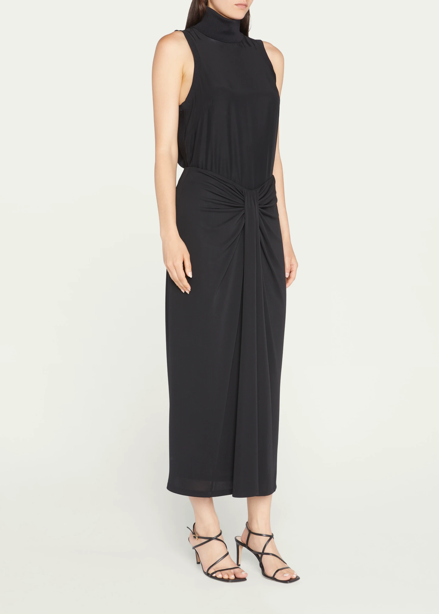 Vallory Draped Jersey Midi Skirt