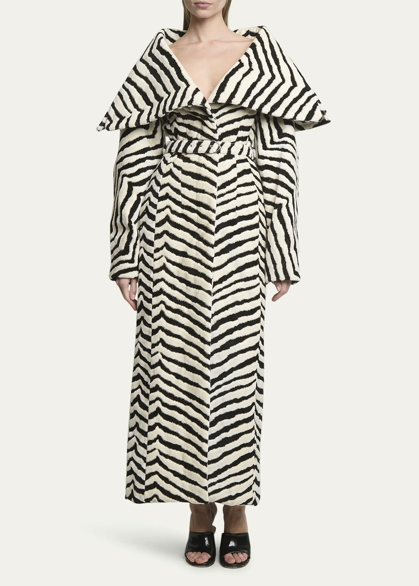 Caruso Zebra Long Belted Coat