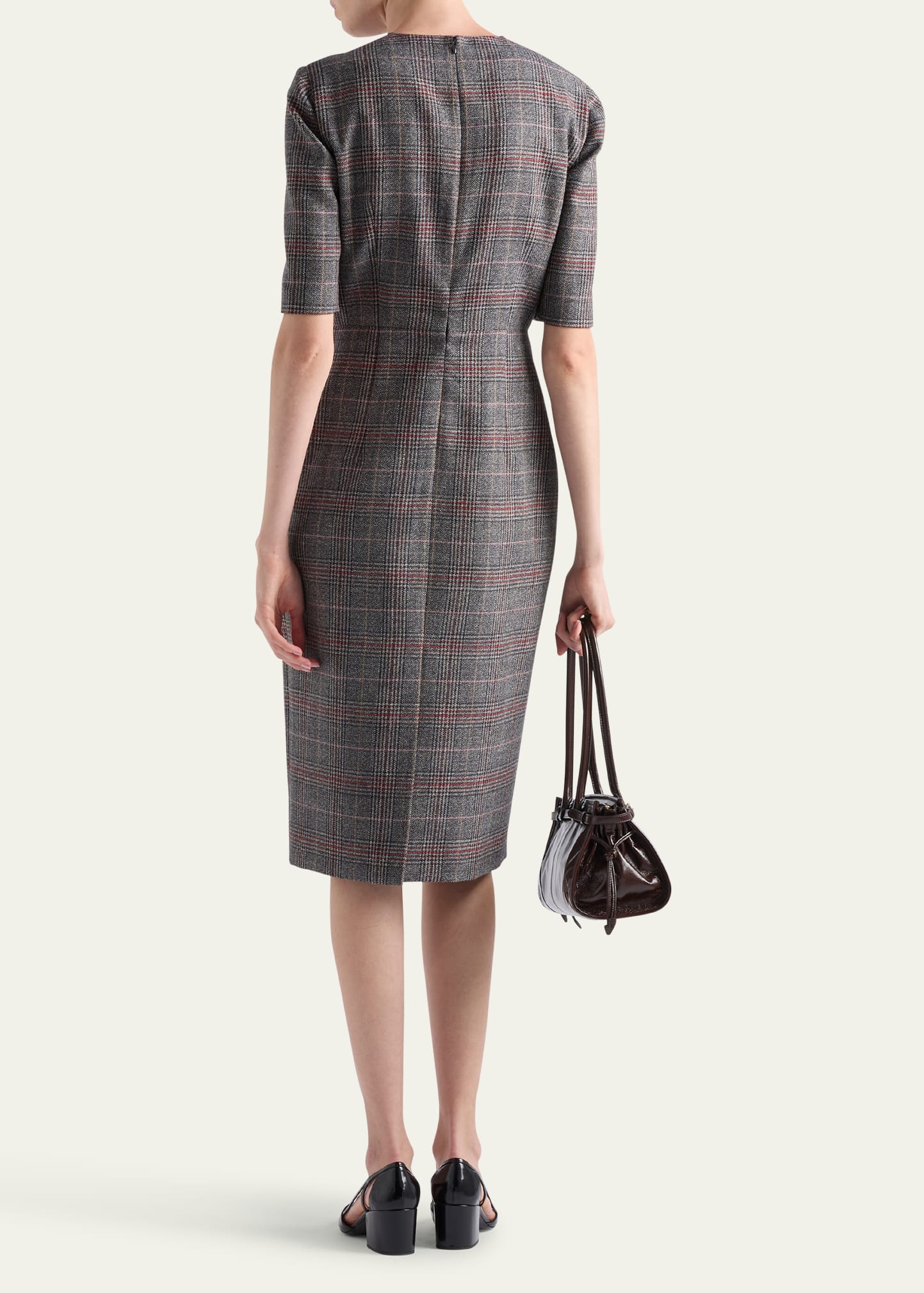 Prince of Wales Check Midi Wool Dress