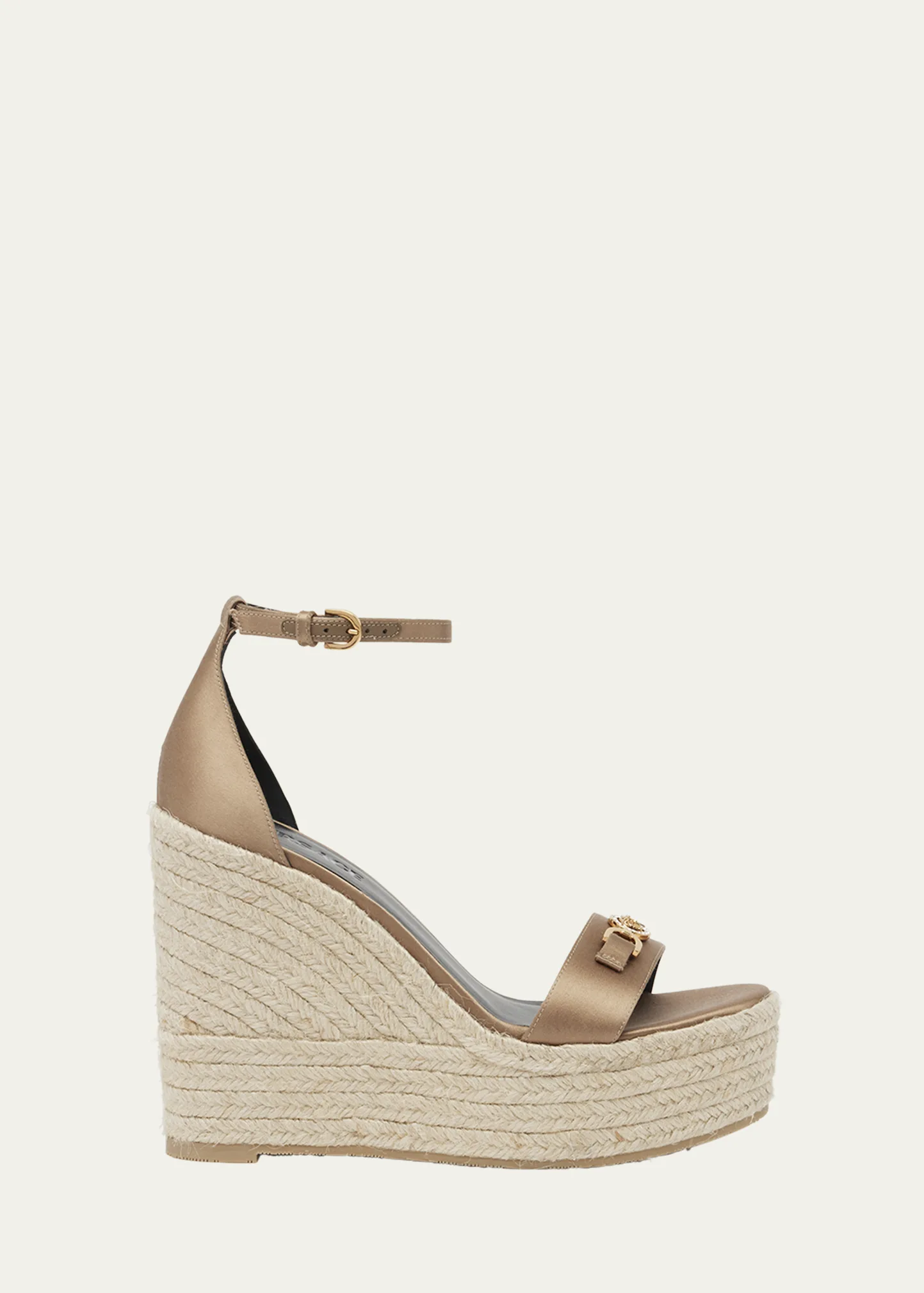 Medusa Silk Ankle-Strap Wedge Espadrilles