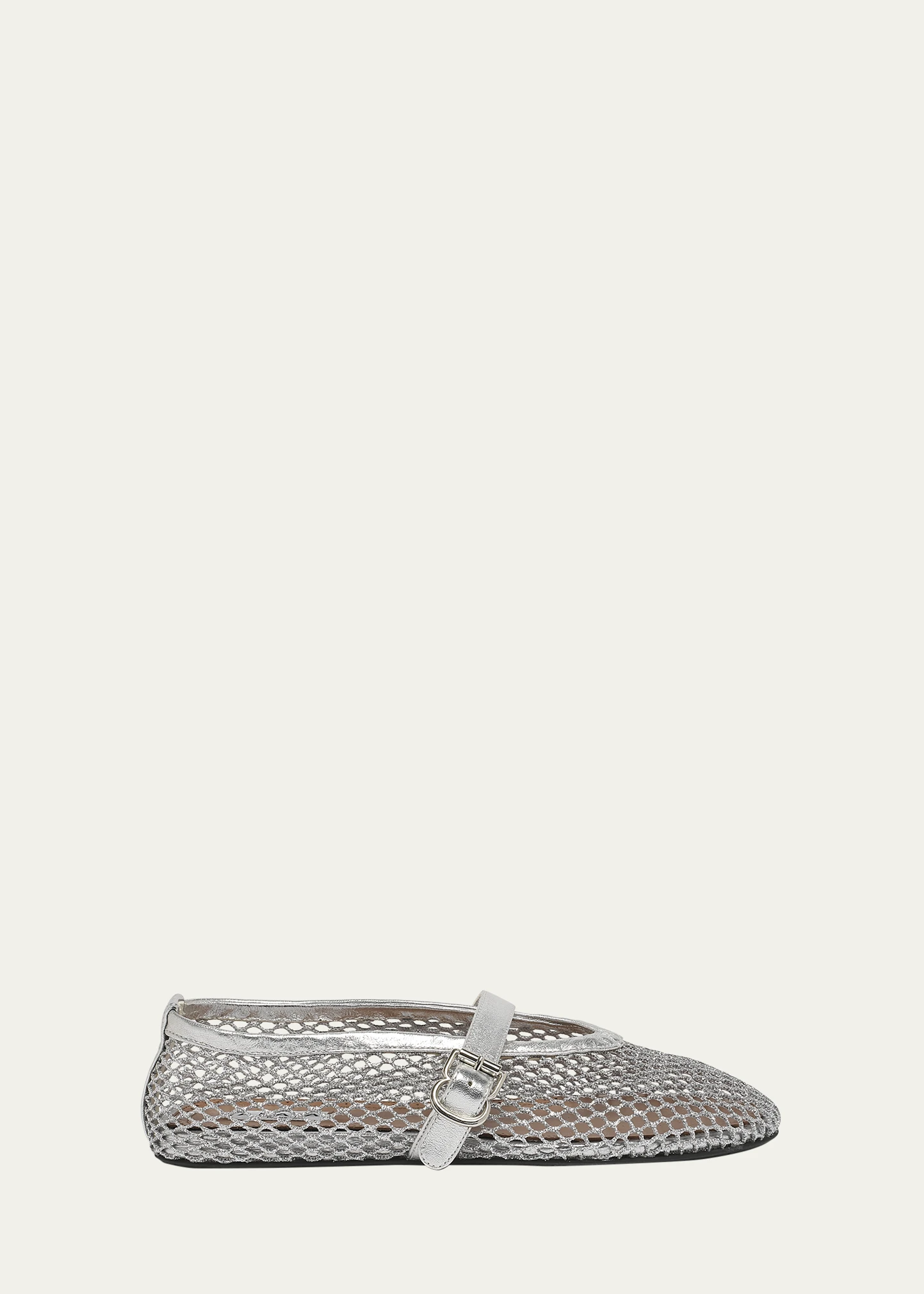 Metallic Net Mary Jane Ballerina Flats