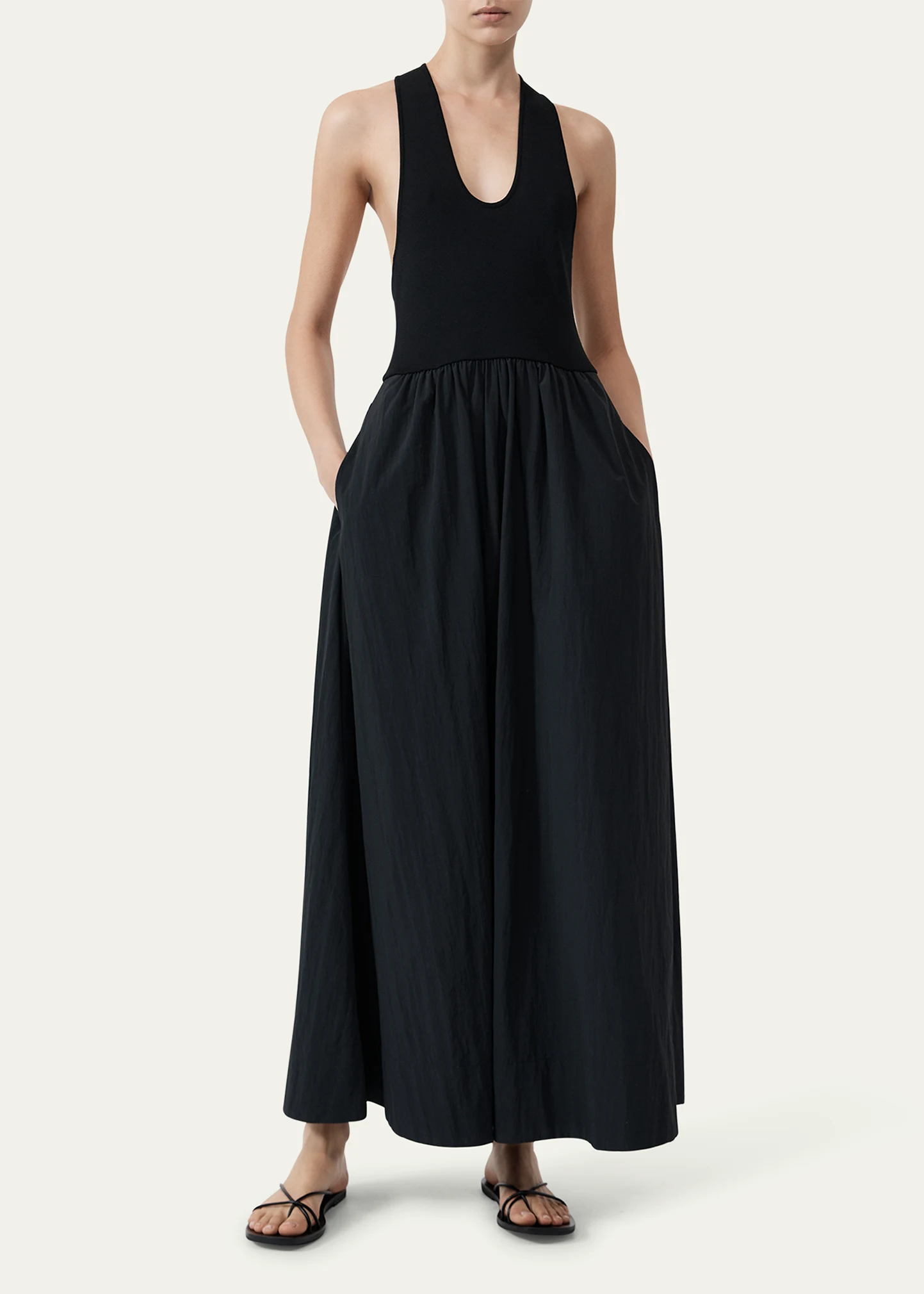 Plunge-Neck Maxi Dress