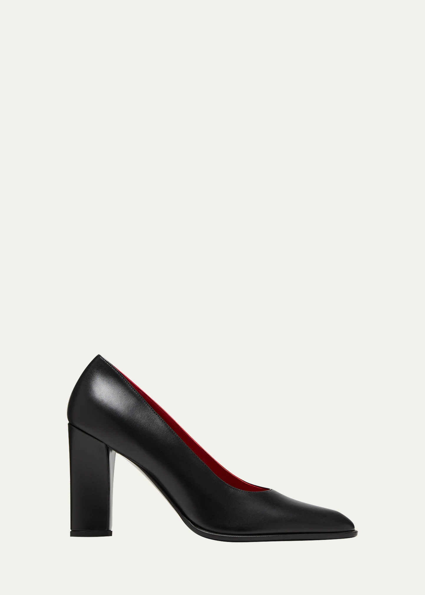 Olivia Calfskin Block-Heel Pumps