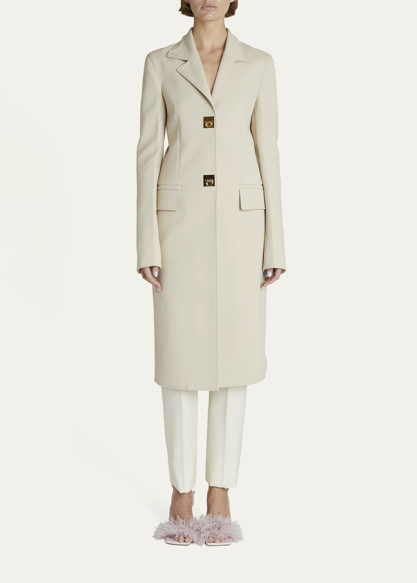 Long G Button-Front Coat