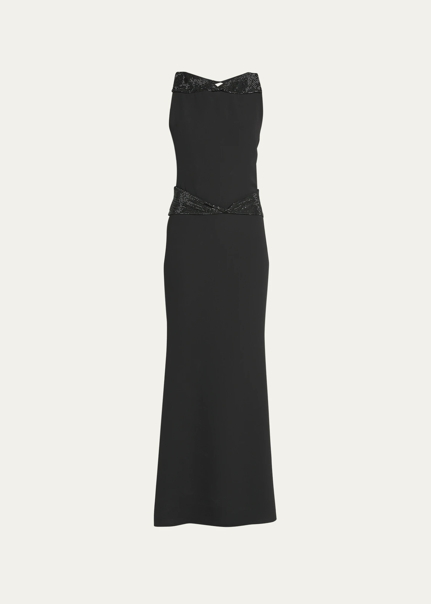 Crystal Back Cutout Trumpet Silk Gown