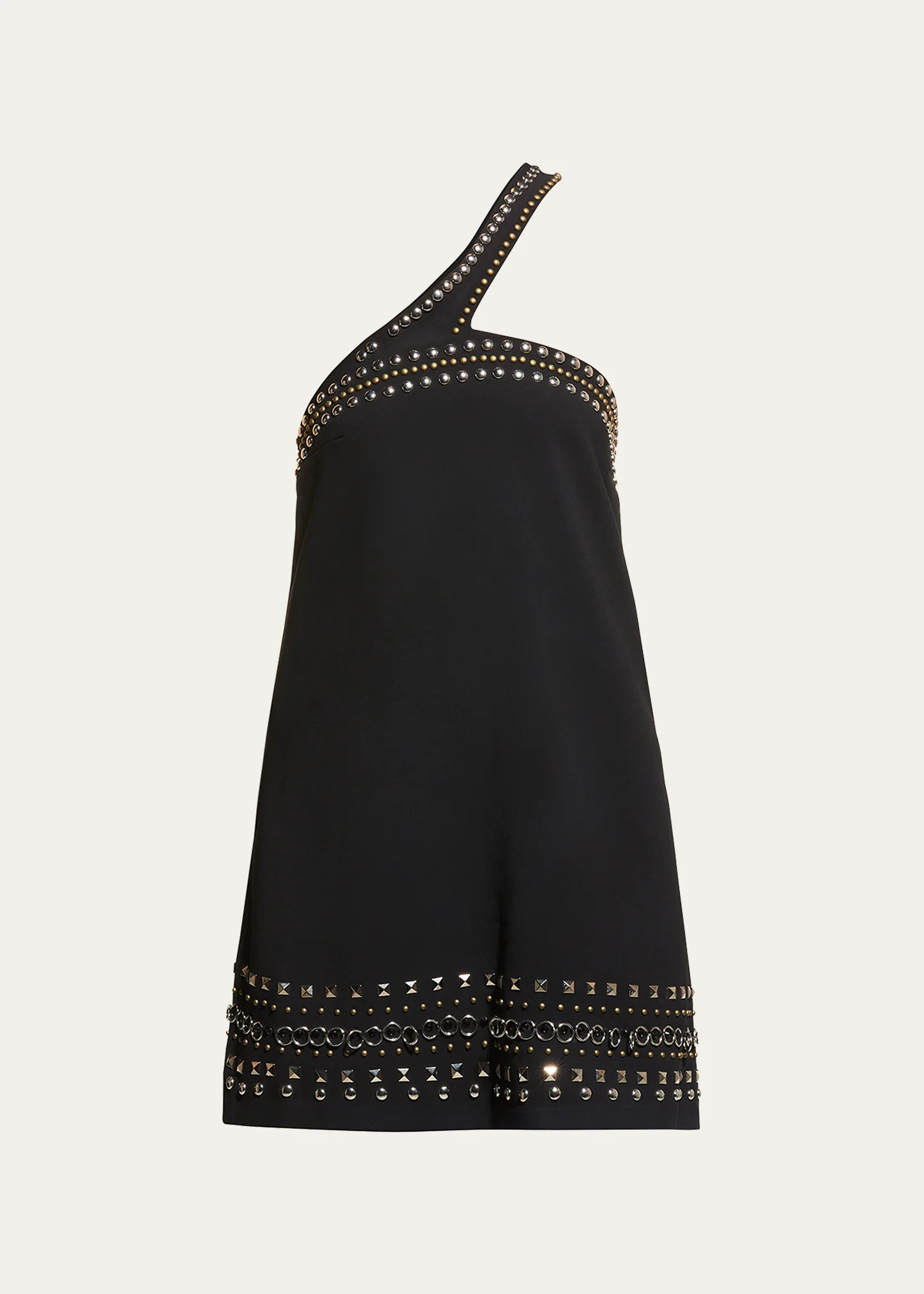 Aida One-Shoulder Studded Mini Dress