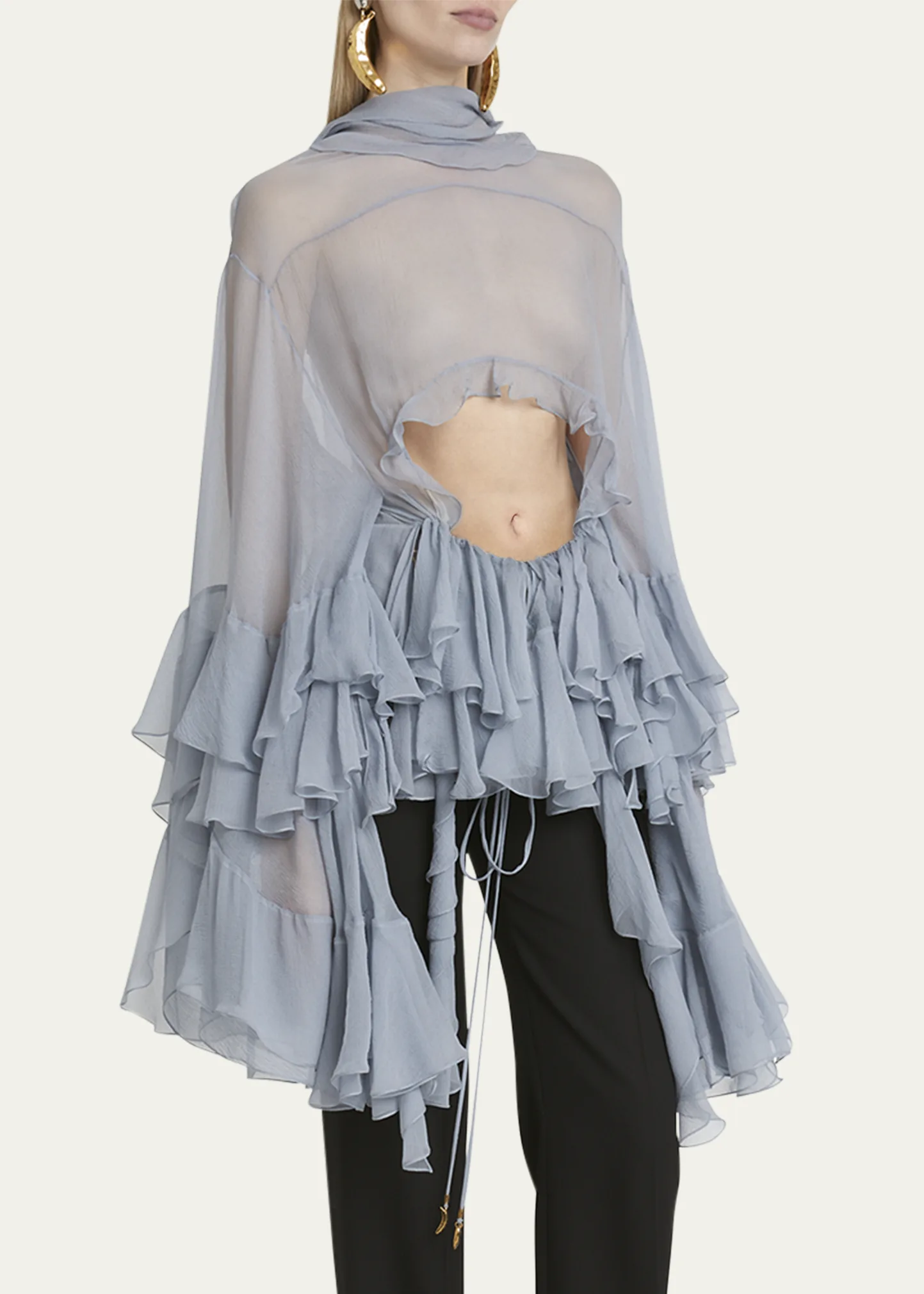 Silk Musseline Top with Ruffles