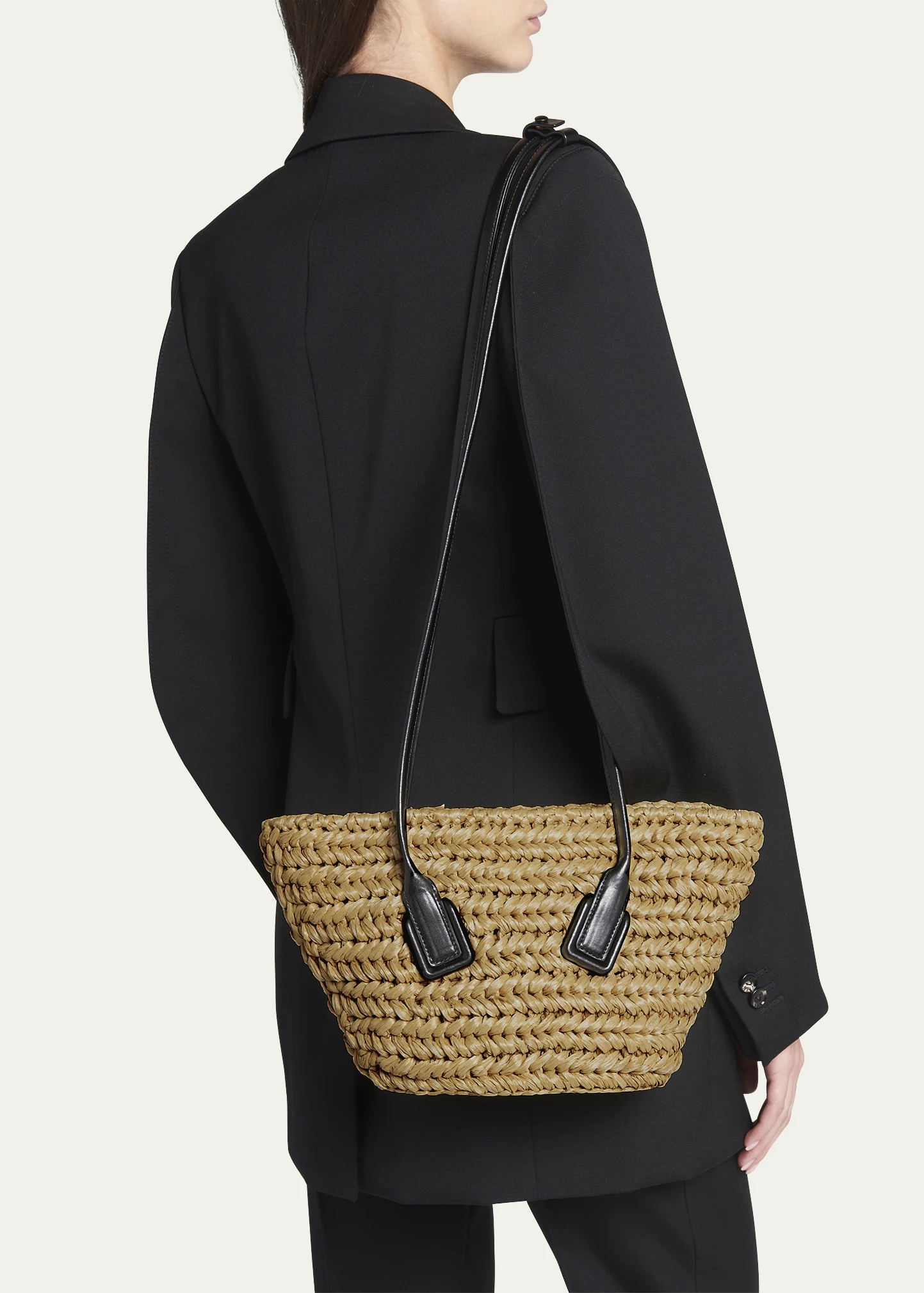 Arco Small Crochet Raffia Shoulder Bag