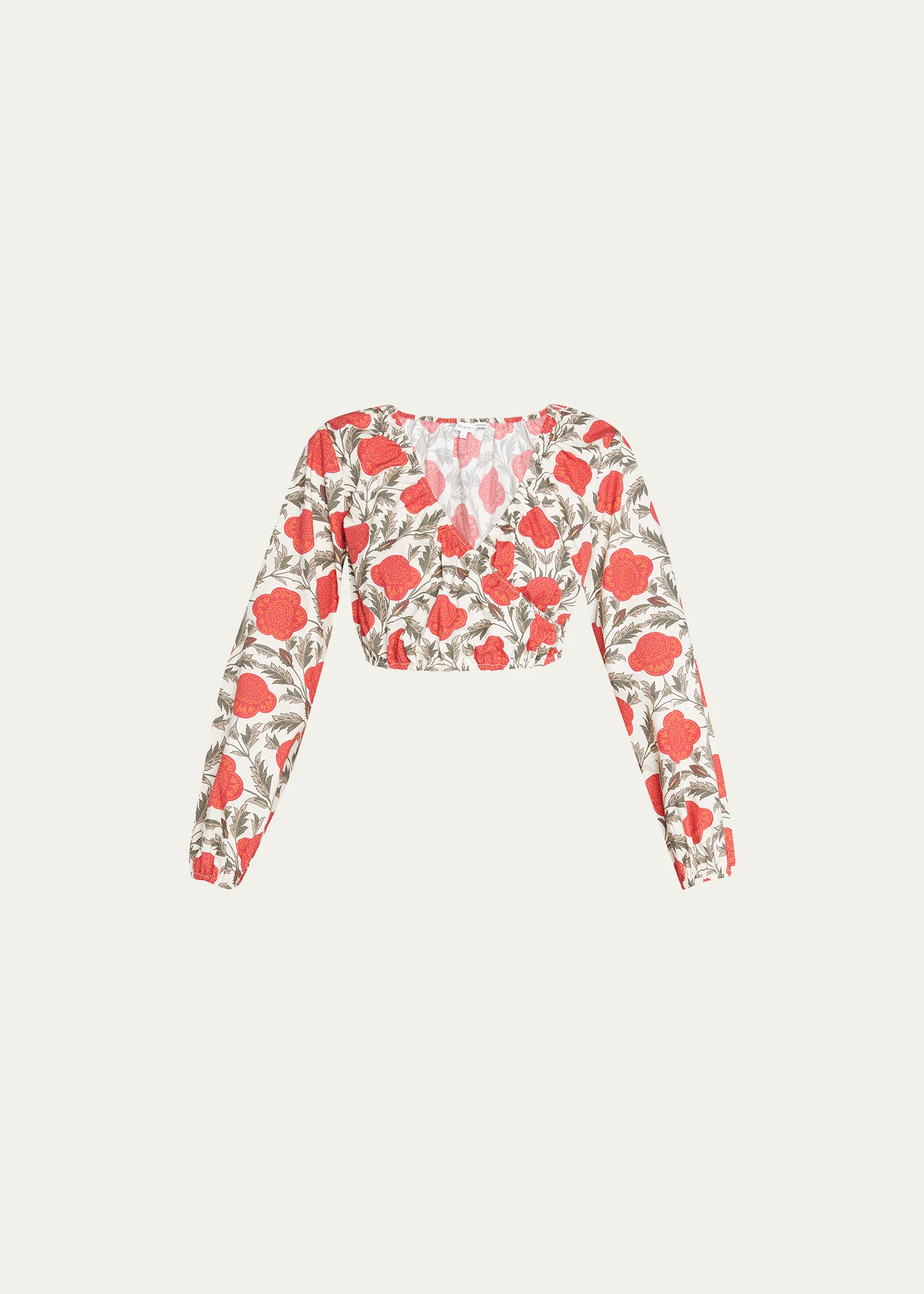 Este Long-Sleeve Floral Cotton Crop Top