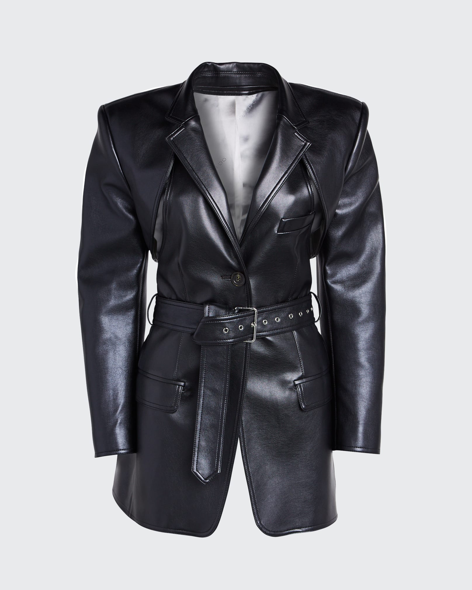 Faux-Leather Blazer with Detachable Apron