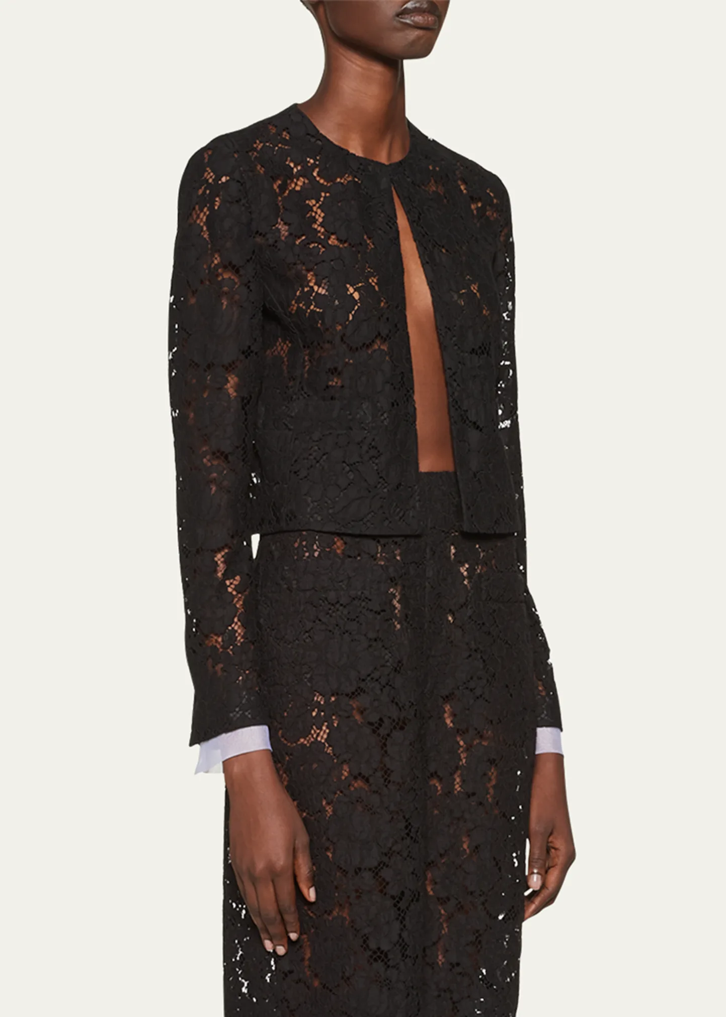 Lace Single-Breasted Jacket