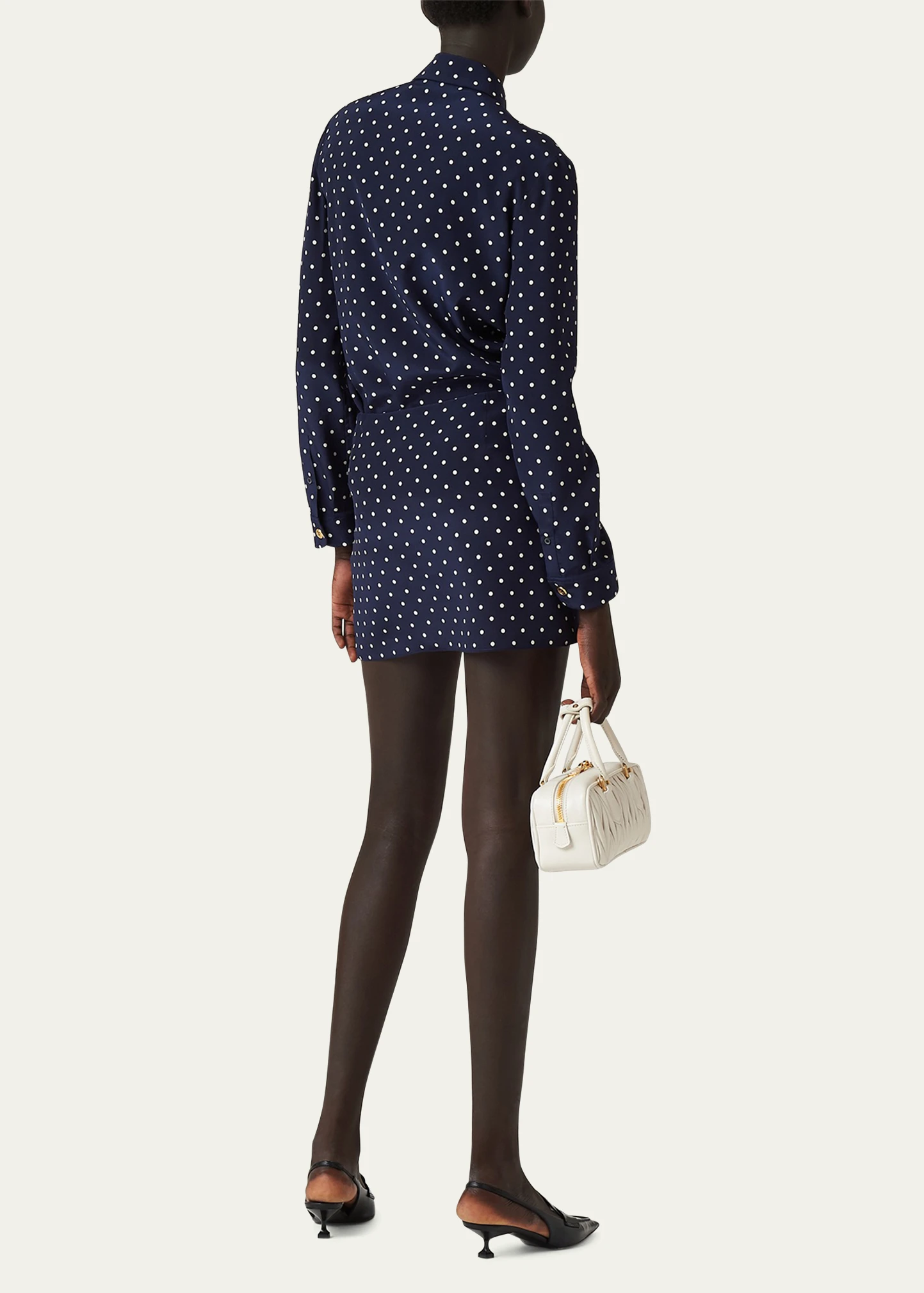 Polka-Dot Silk Mini Skirt