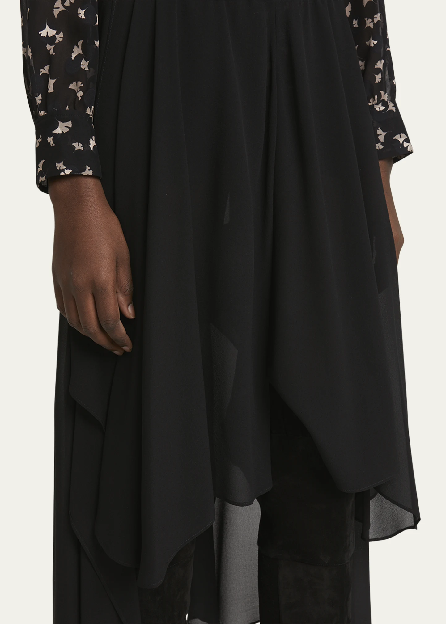 Silk Georgette Midi Pants with Skirt Overlay