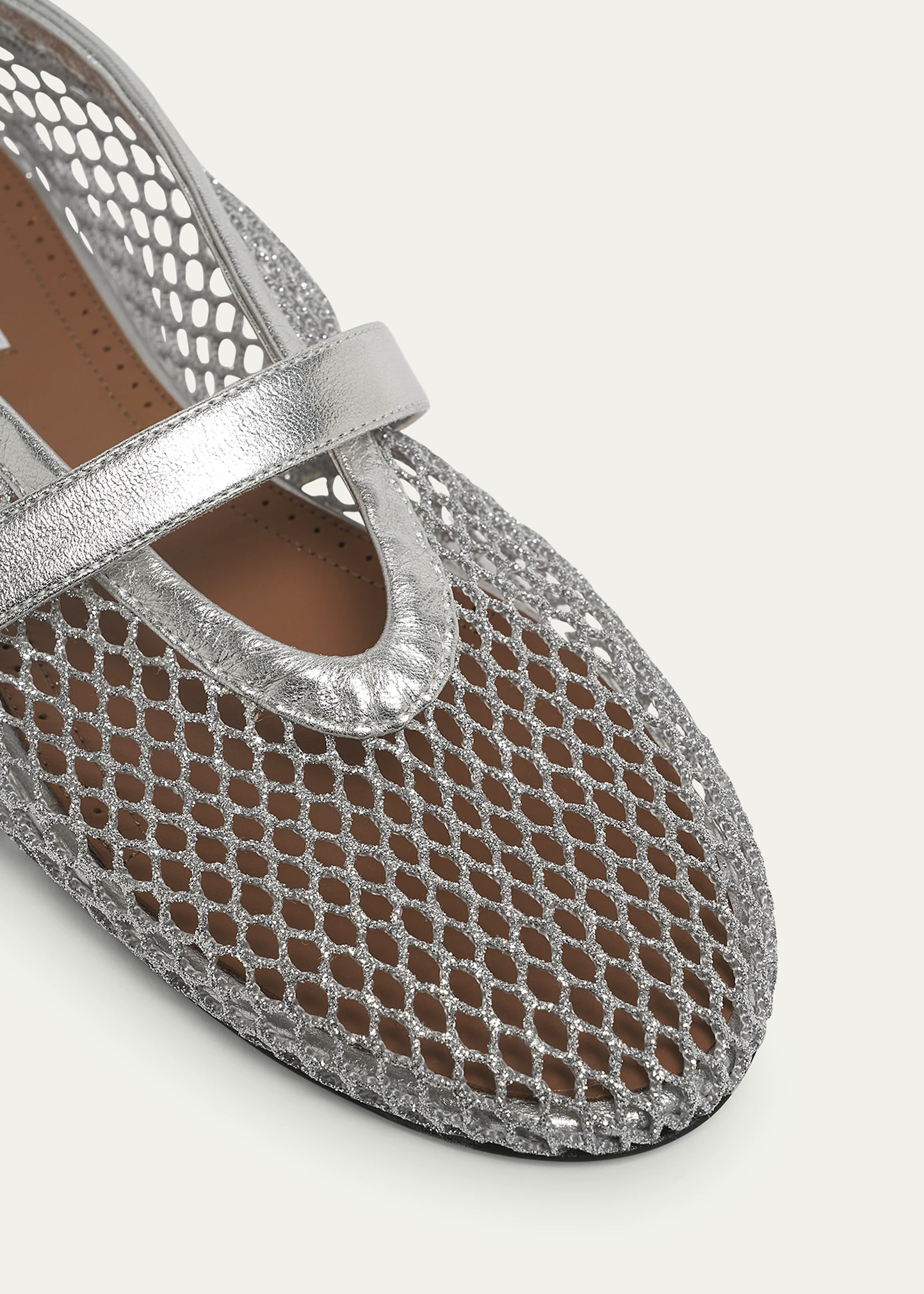 Metallic Net Mary Jane Ballerina Flats