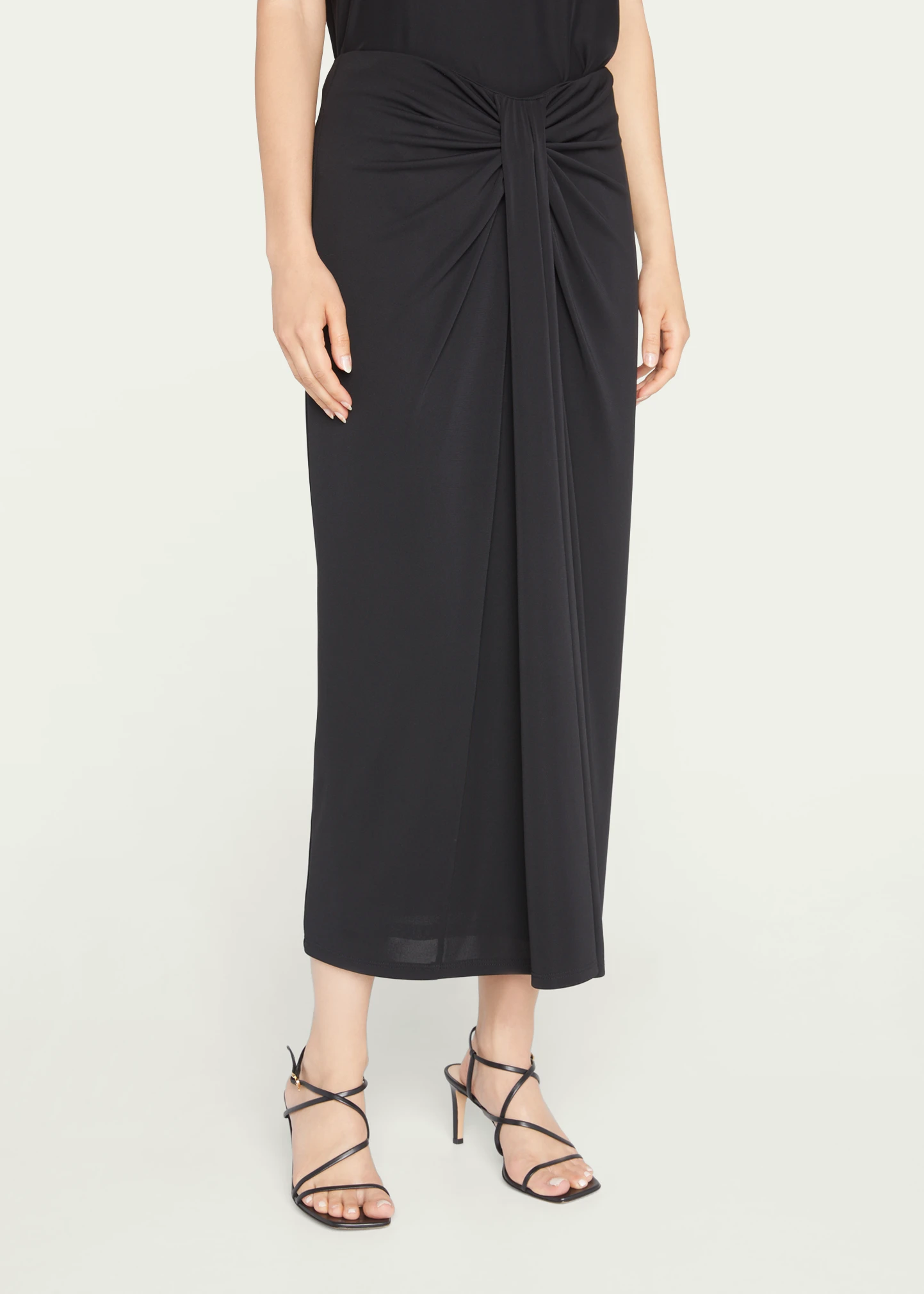 Vallory Draped Jersey Midi Skirt