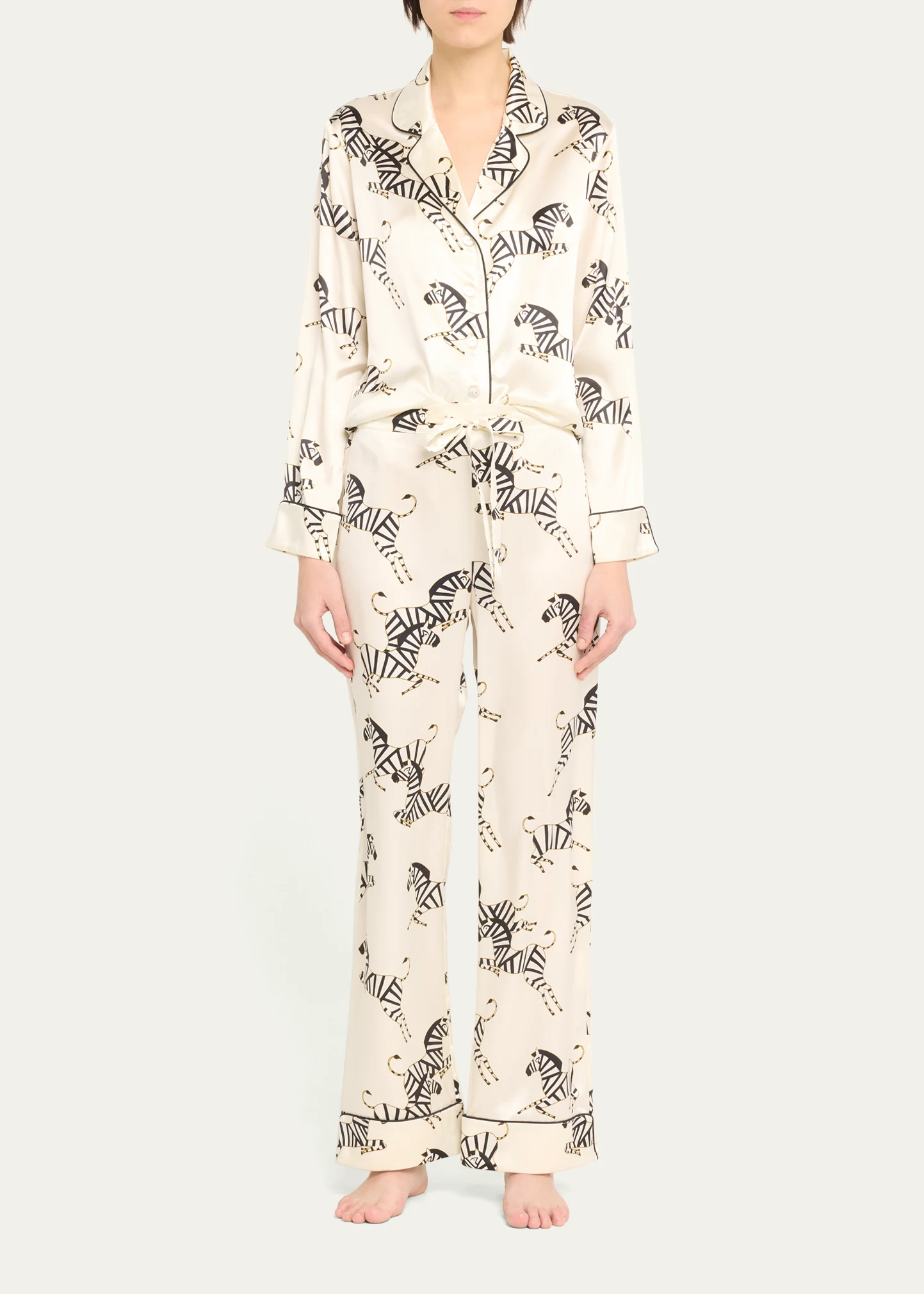 Lila Zebra-Print Silk Pajama Set