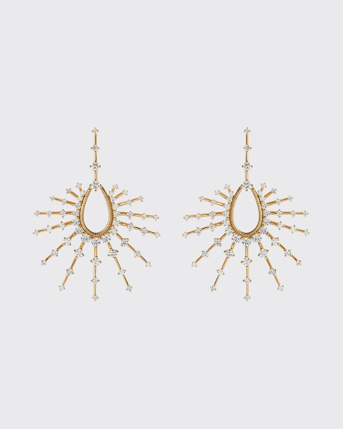 18k Small Open Drop Earrings w/ Diamonds