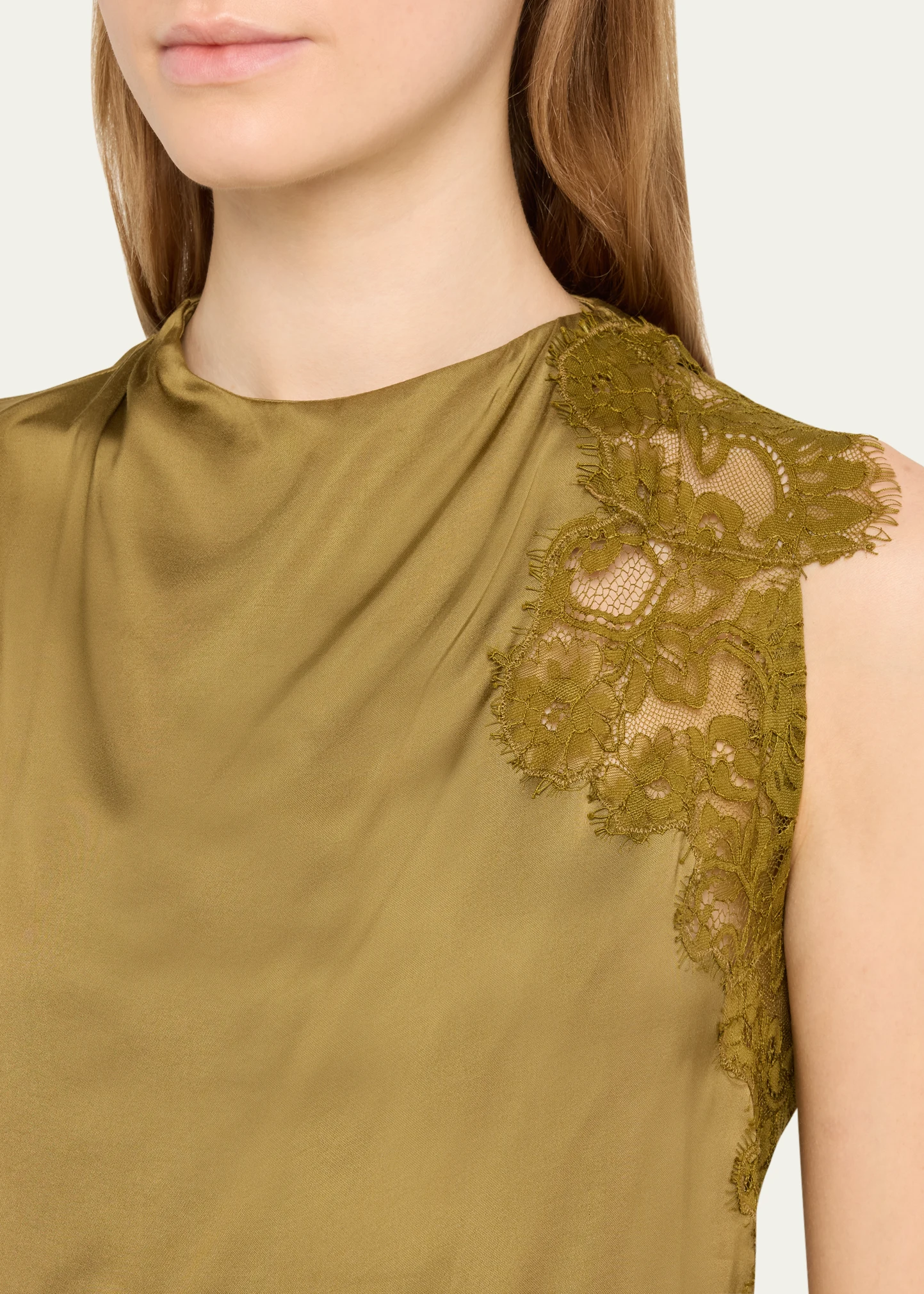 Gracie Satin and Lace Sleeveless Top