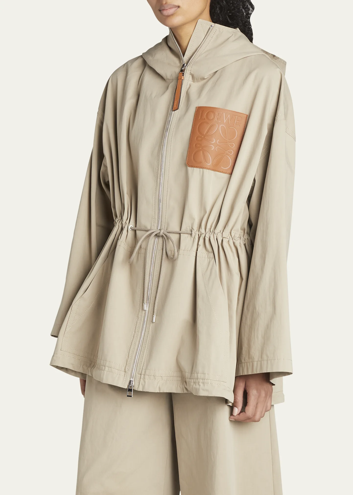 Hooded Drawstring Patch Pocket Jacket