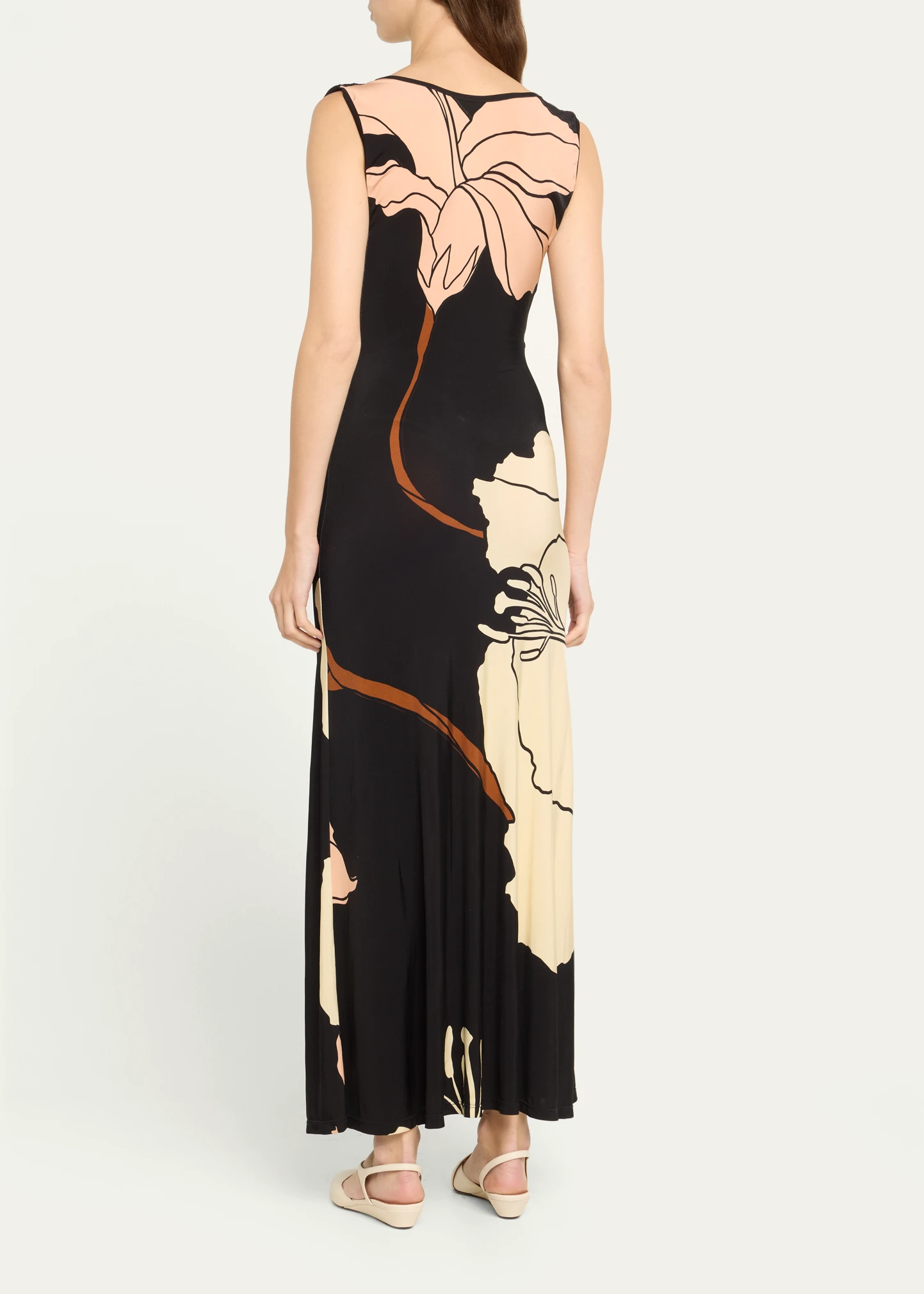 Homenaje Tropical Printed Cutout Maxi Dress