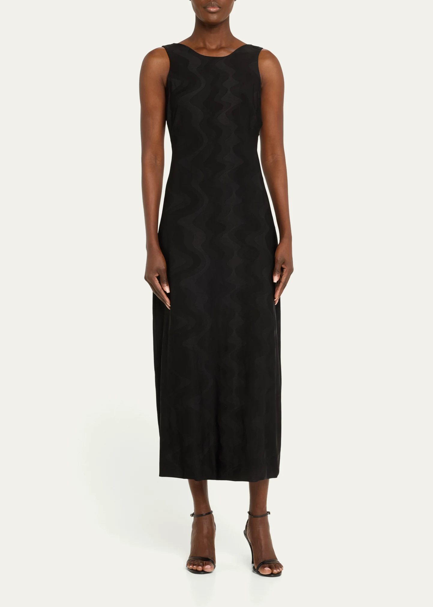 Wave Jersey Jacquard Sleeveless Maxi Dress