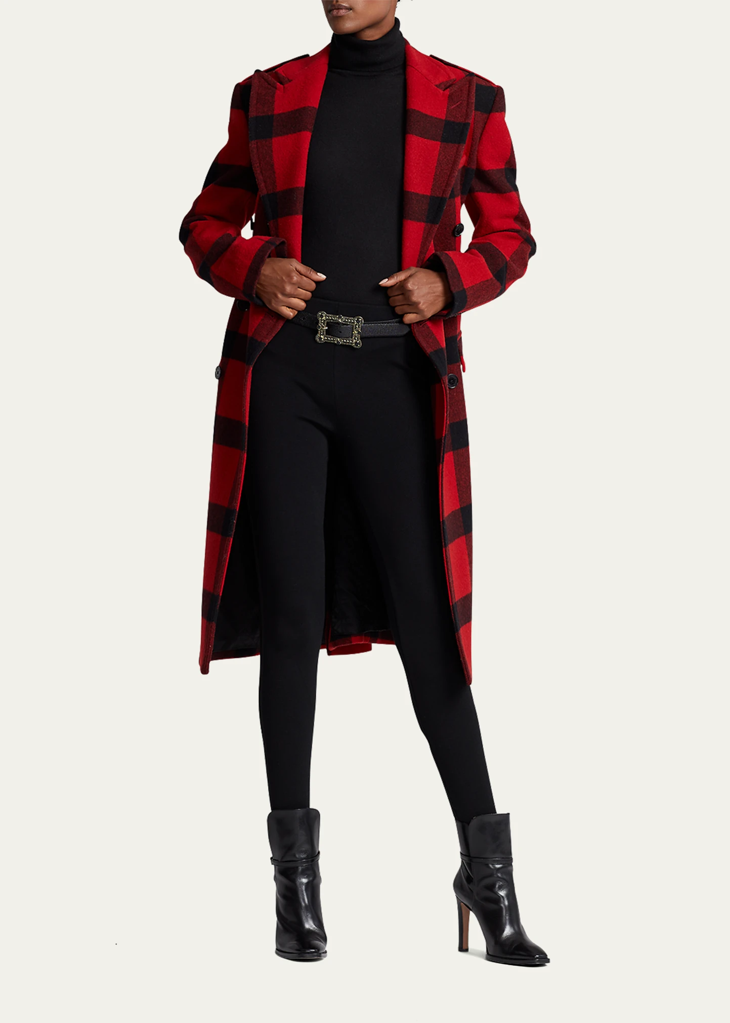 Sallie Checkered Plaid Trench Coat