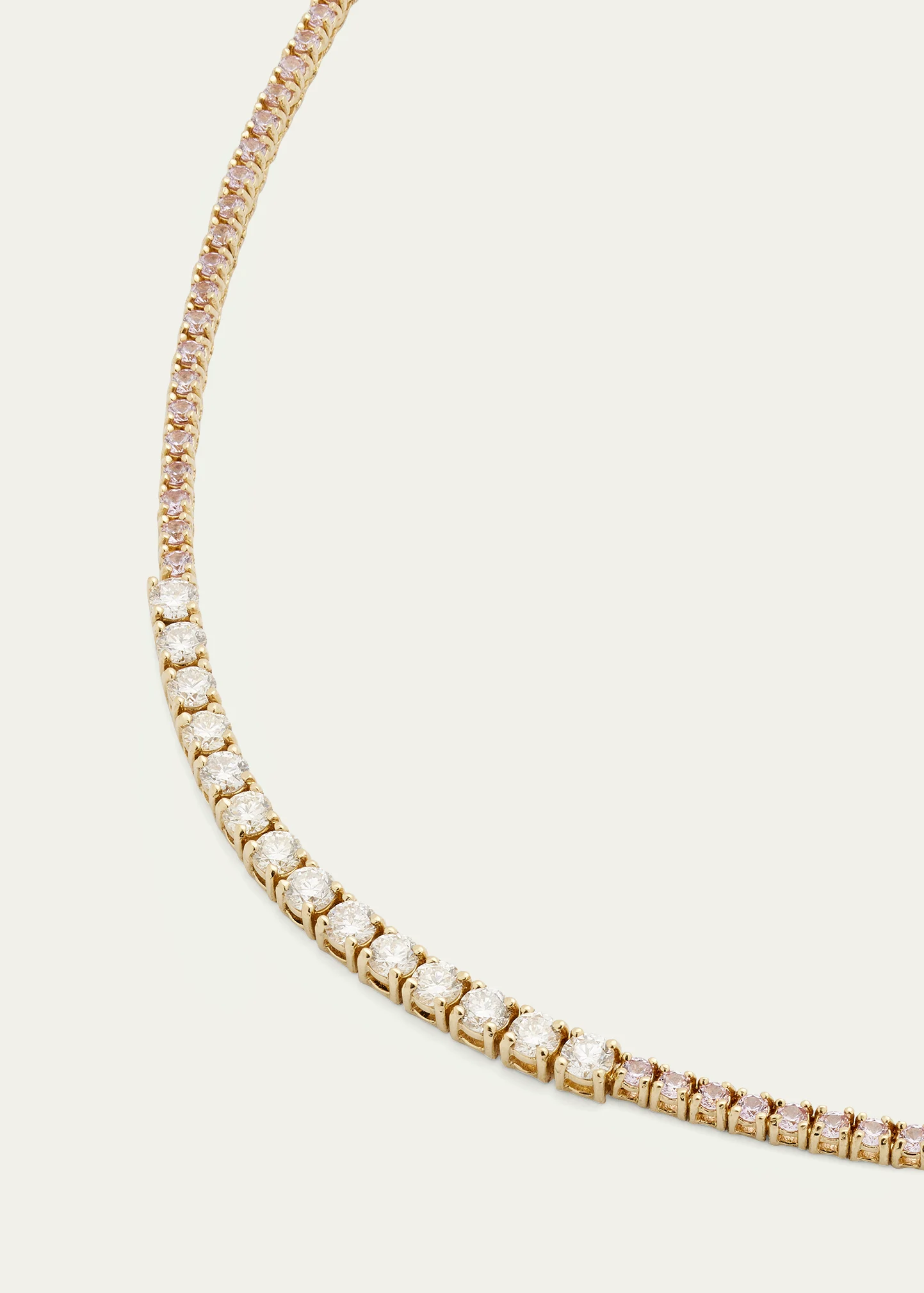 Small 4-Prong Pink Sapphire Tennis Necklace with Diamond Accents in Yellow Gold