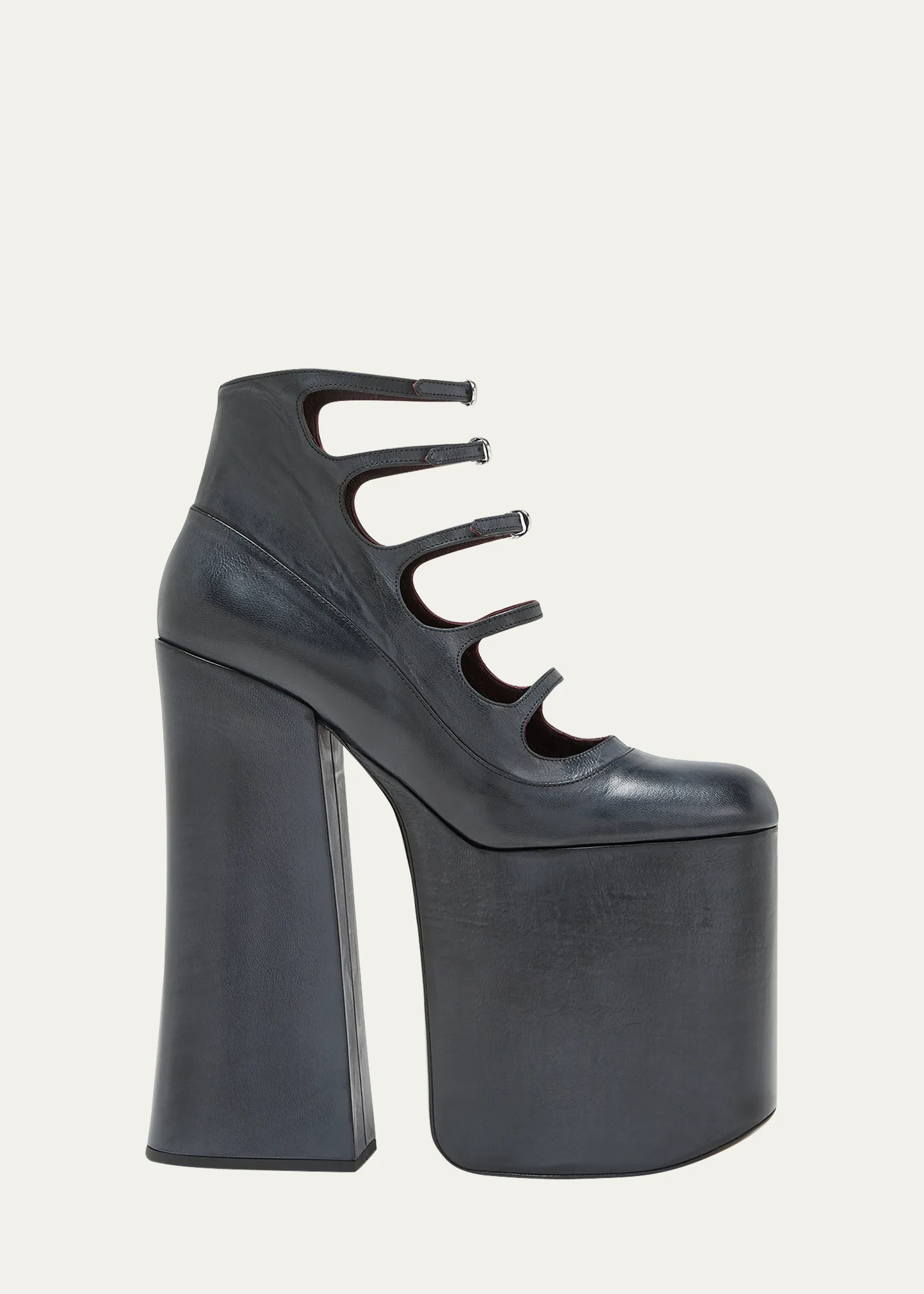 Kiki Leather Five-Strap Platform Pumps