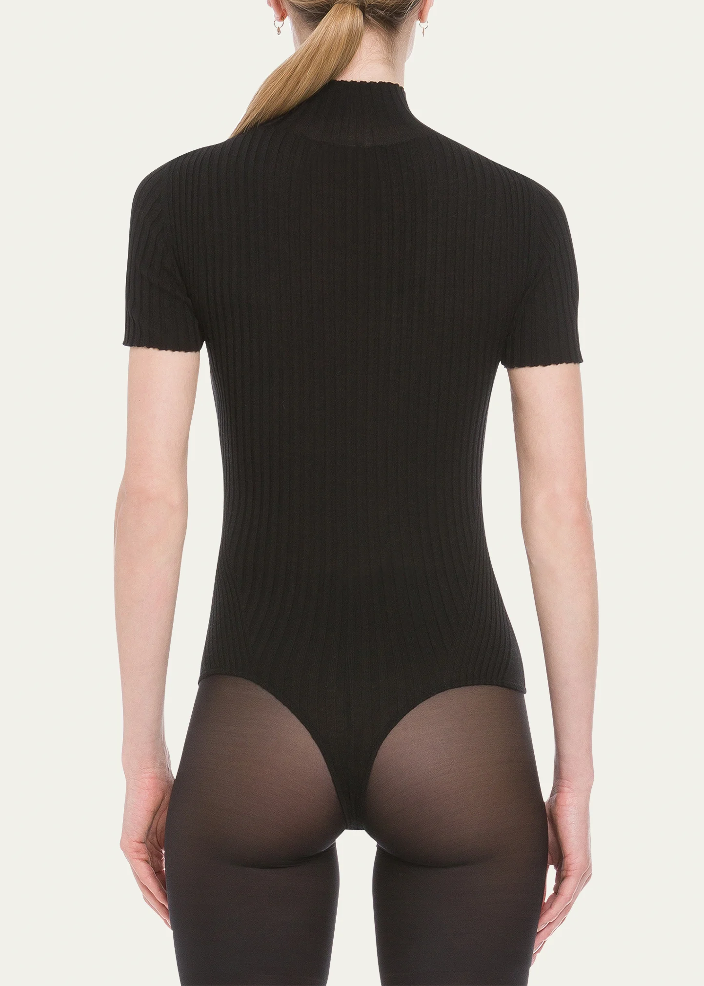 Ribbed Cutout Merino Wool Bodysuit