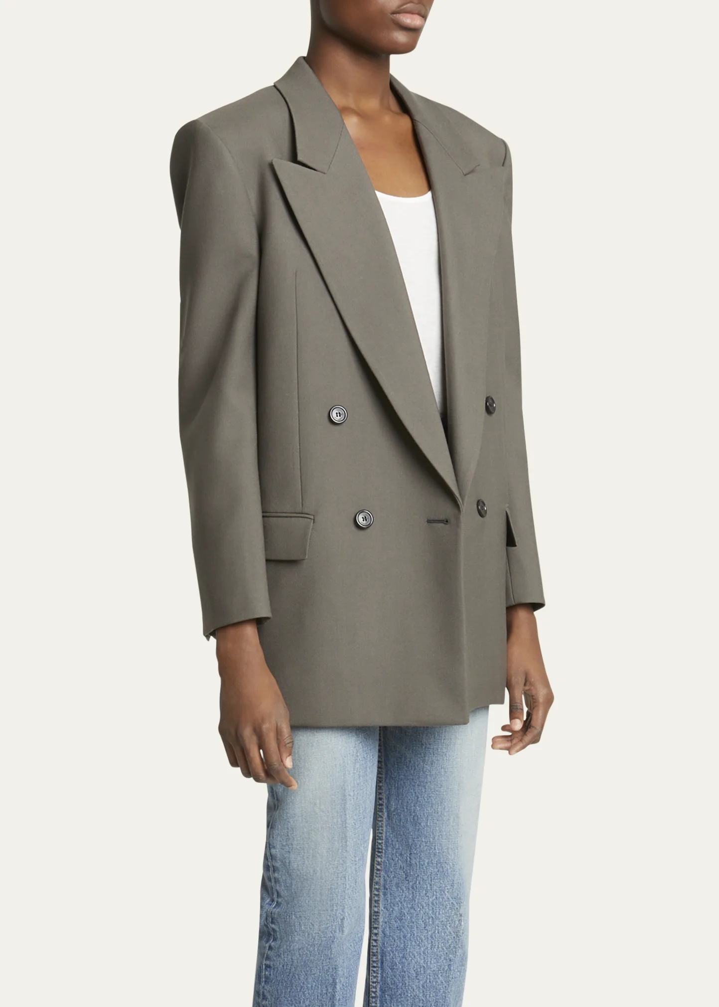 Double-Breasted Oversize Wool Blazer Jacket