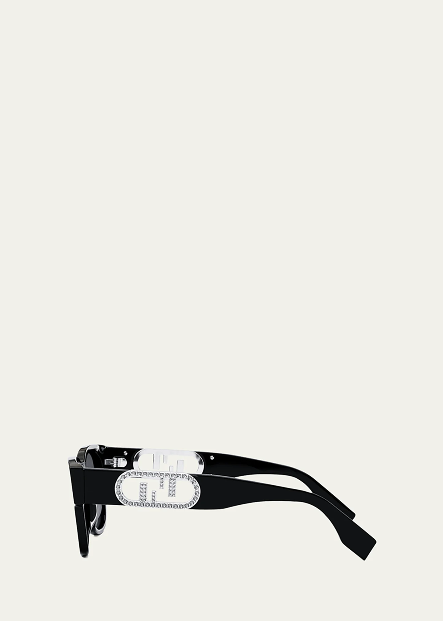 Embellished O'Clock Logo Acetate Rectangle Sunglasses