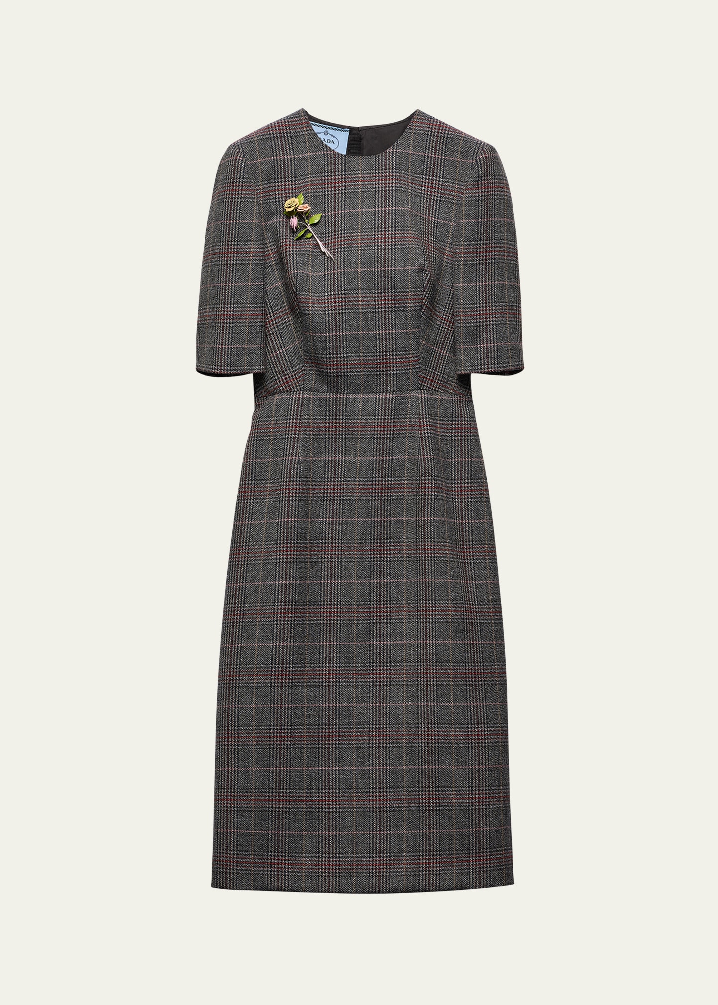 Prince of Wales Check Midi Wool Dress