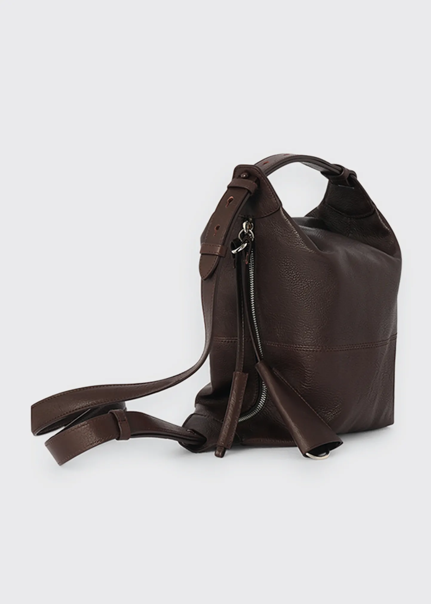 Folded Zip Leather Shoulder Bag