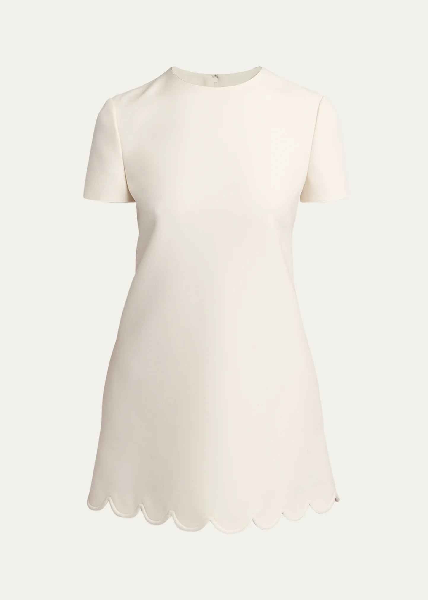 Scalloped Hem Short-Sleeve Mini Shift Dress