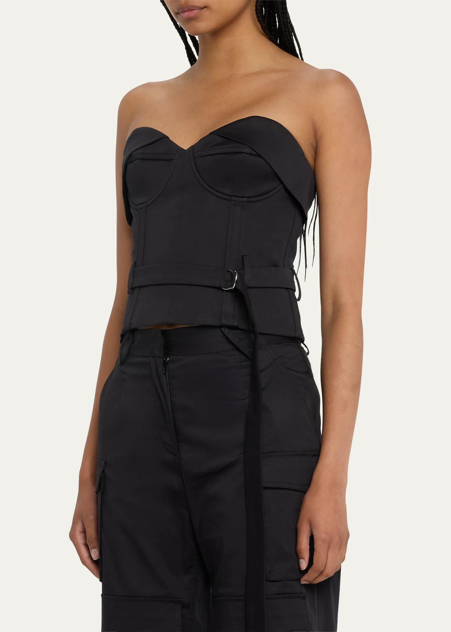 Adim Belted Satin Bustier Top