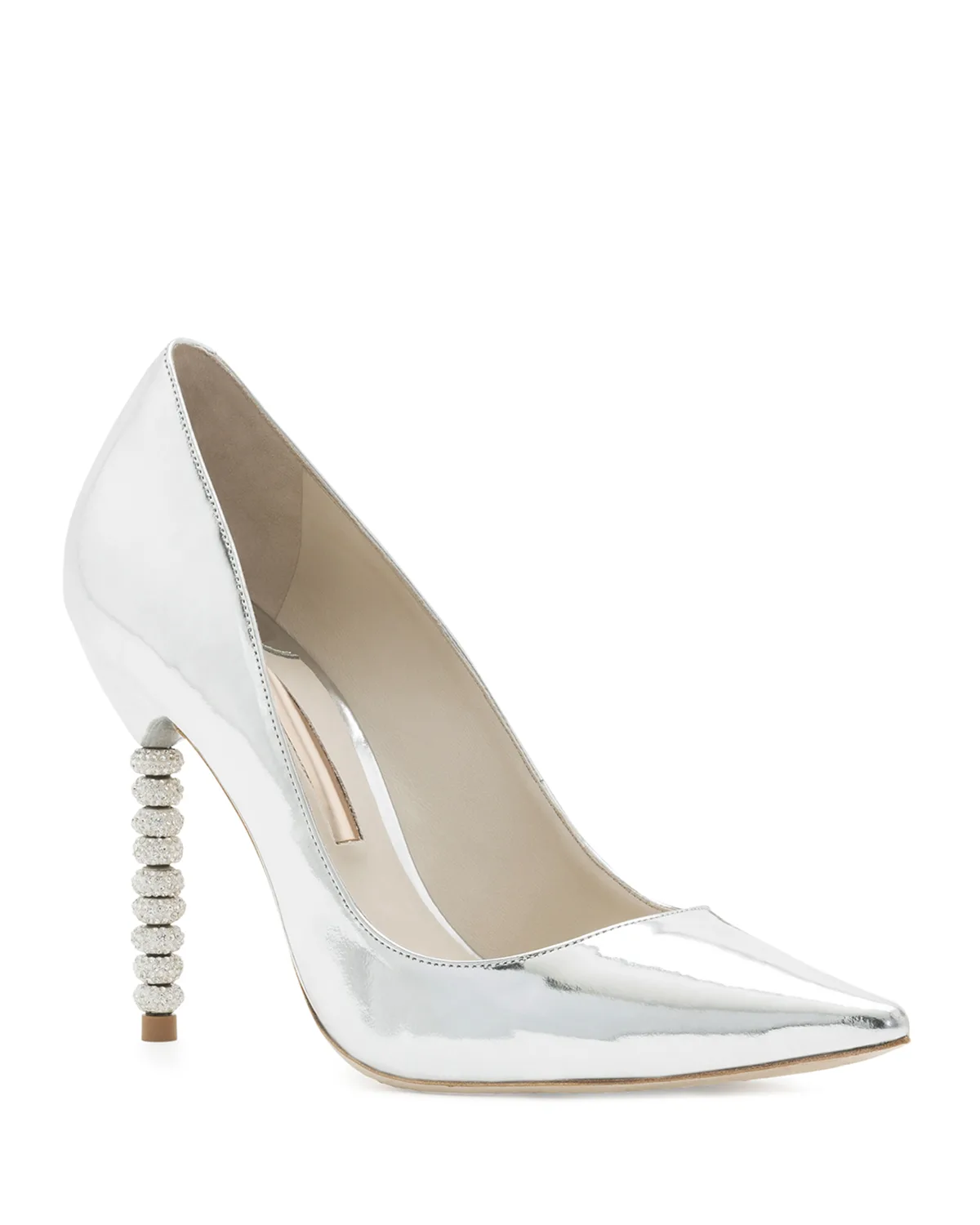 Coco Metallic Crystal-Heel Pumps, Silver