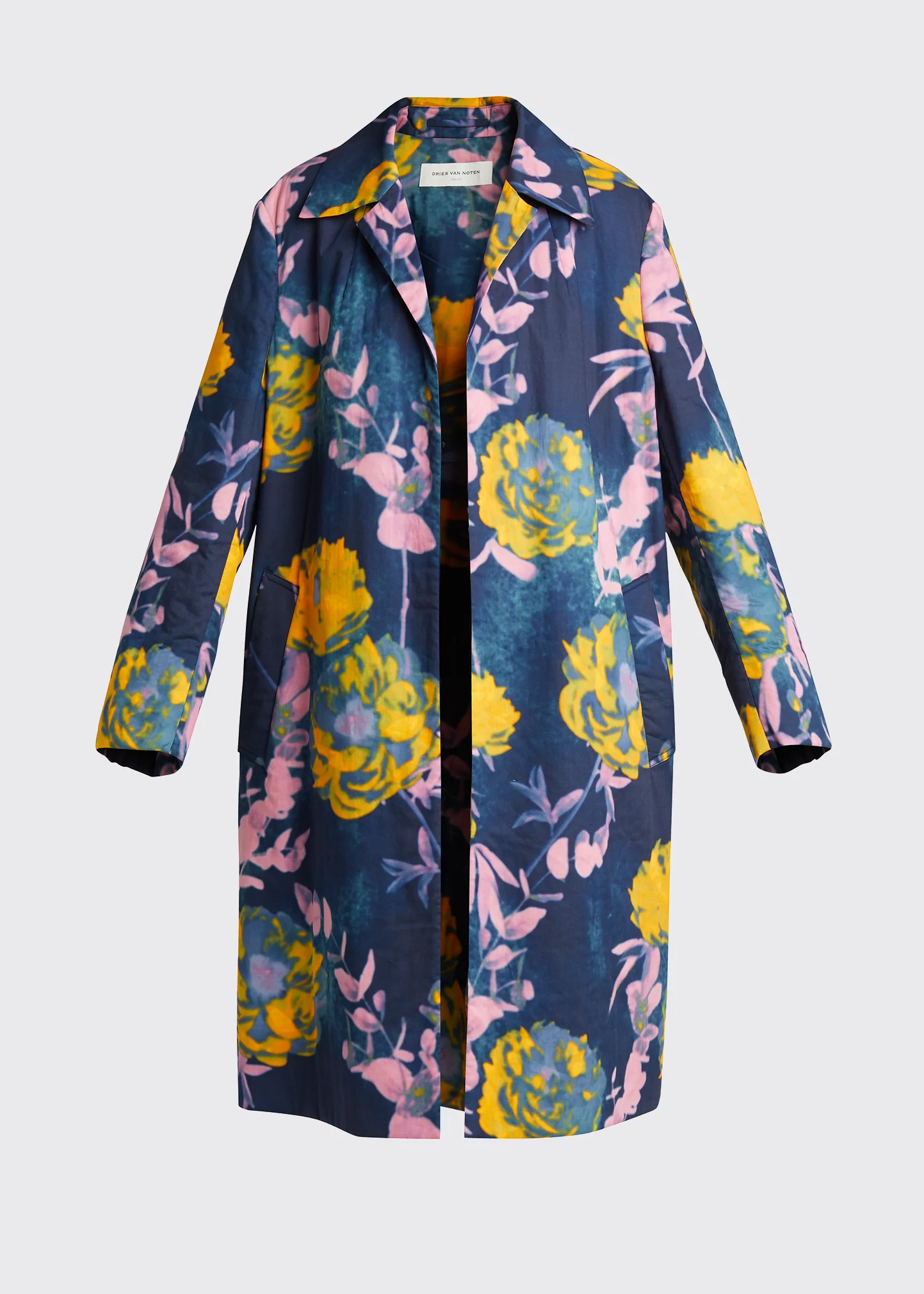 Floral Open-Front Midi Coat