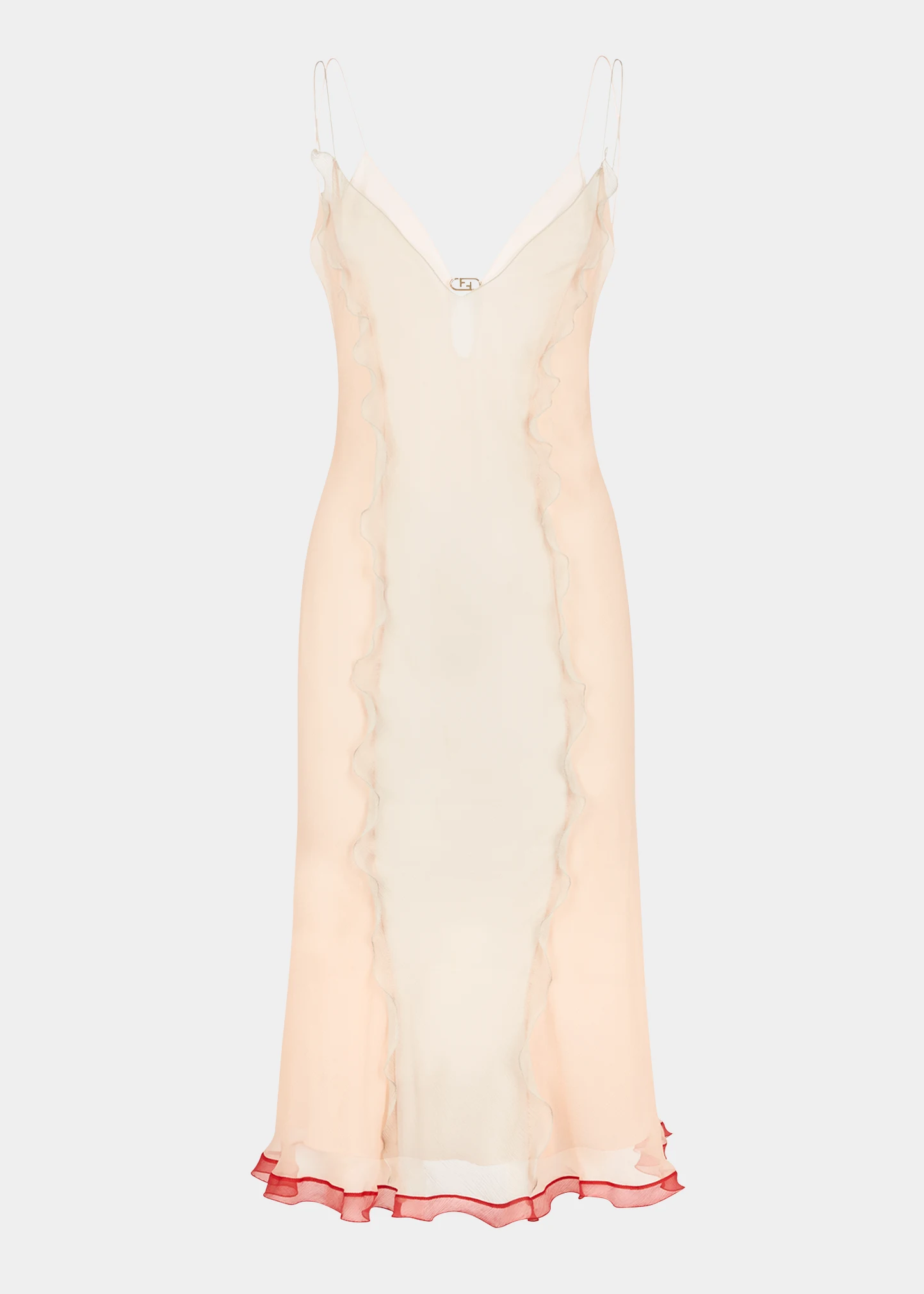 Ruffle Layered Chiffon Creponne Slip Dress