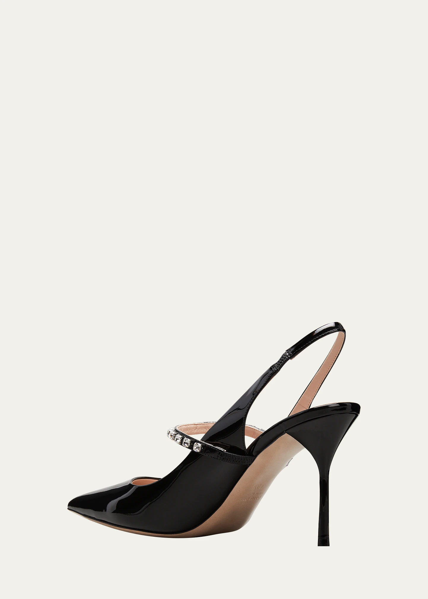 Patent Crystal-Strap Slingback Pumps