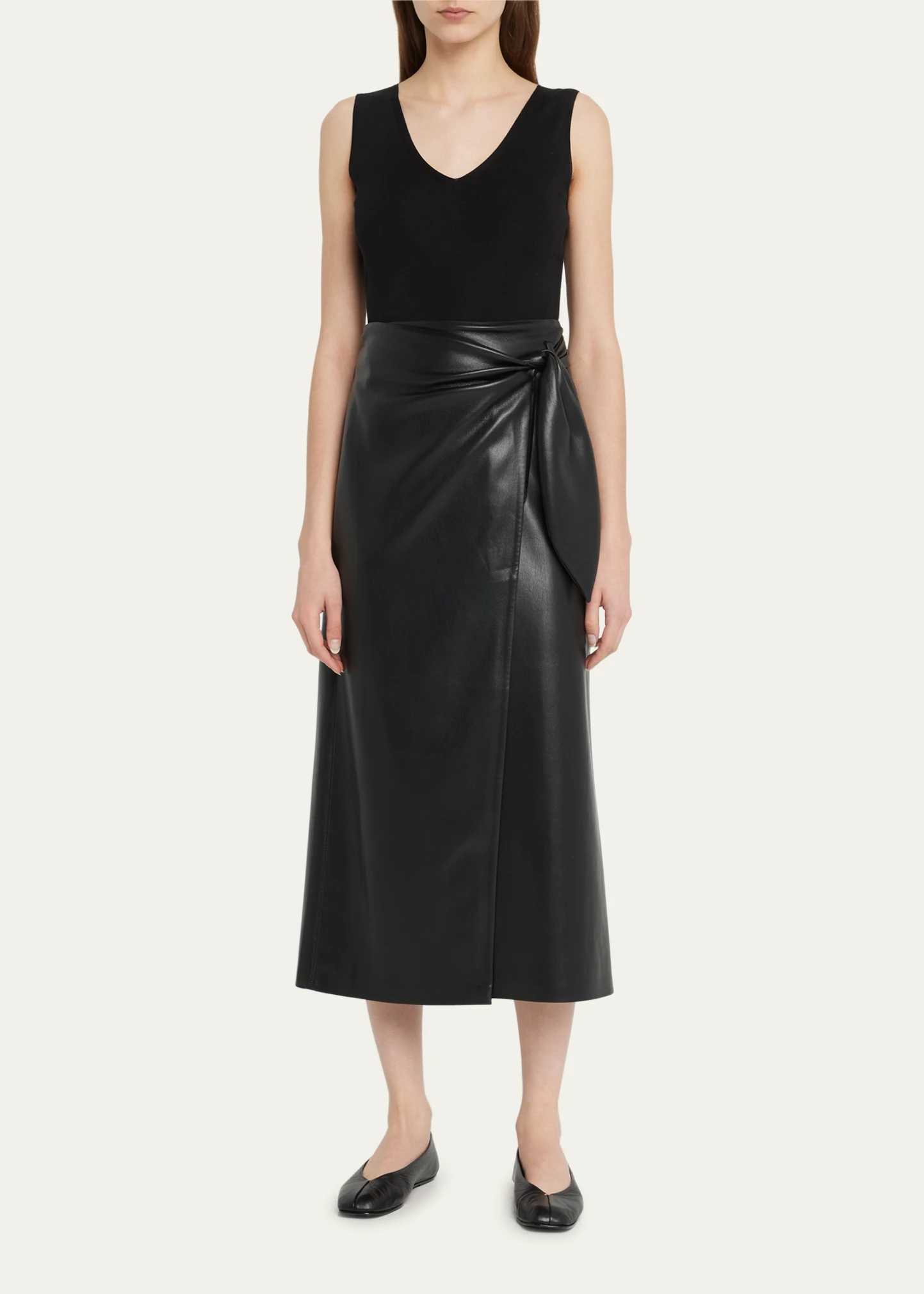 Amas Faux-Leather Wrap Skirt