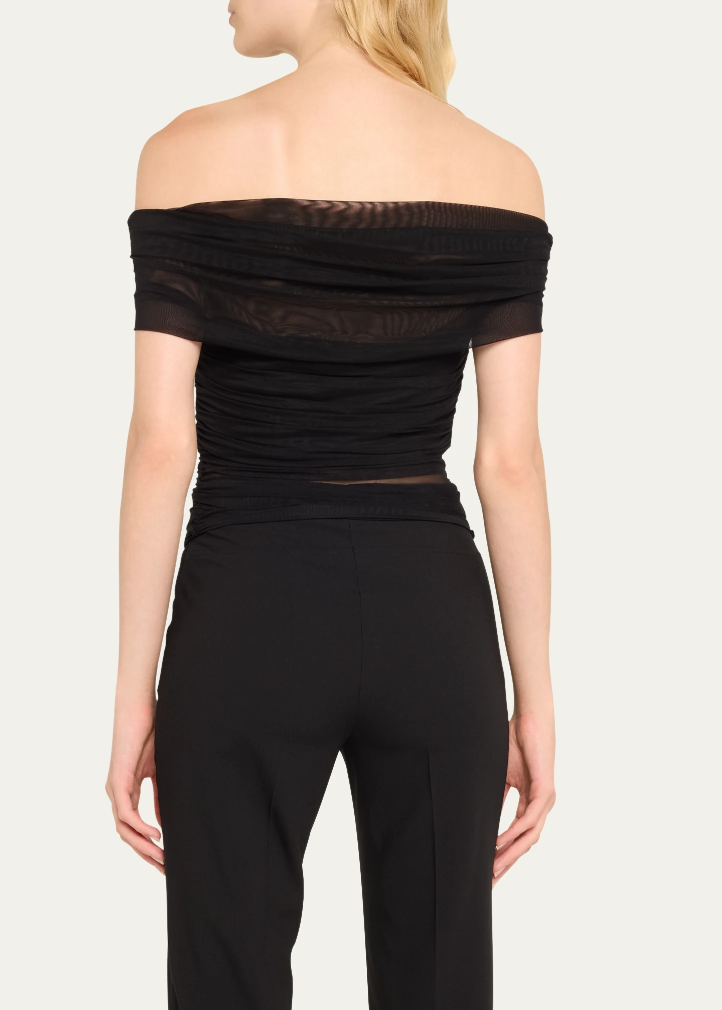 Isadola Ruched Mesh Crop Top