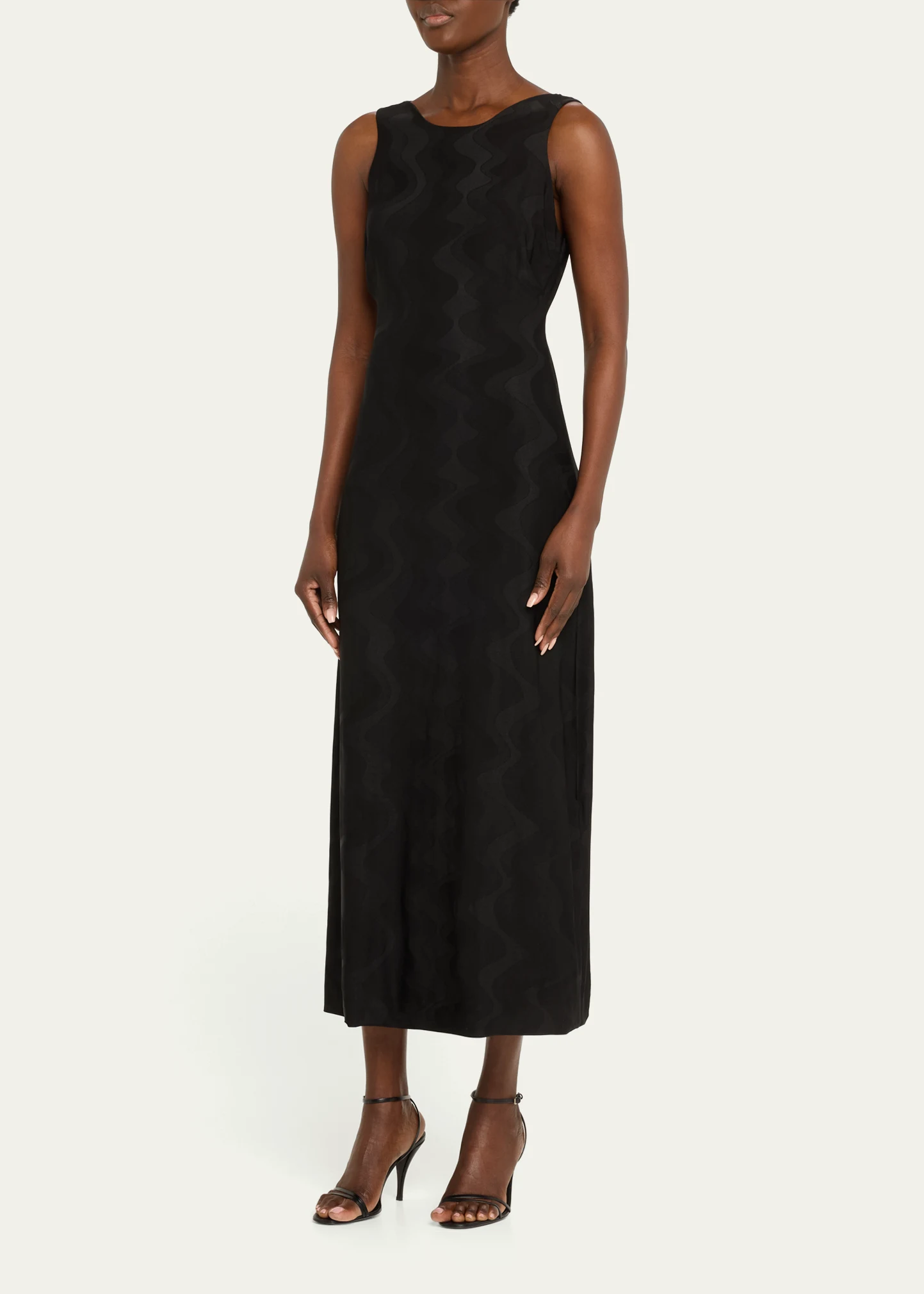 Wave Jersey Jacquard Sleeveless Maxi Dress