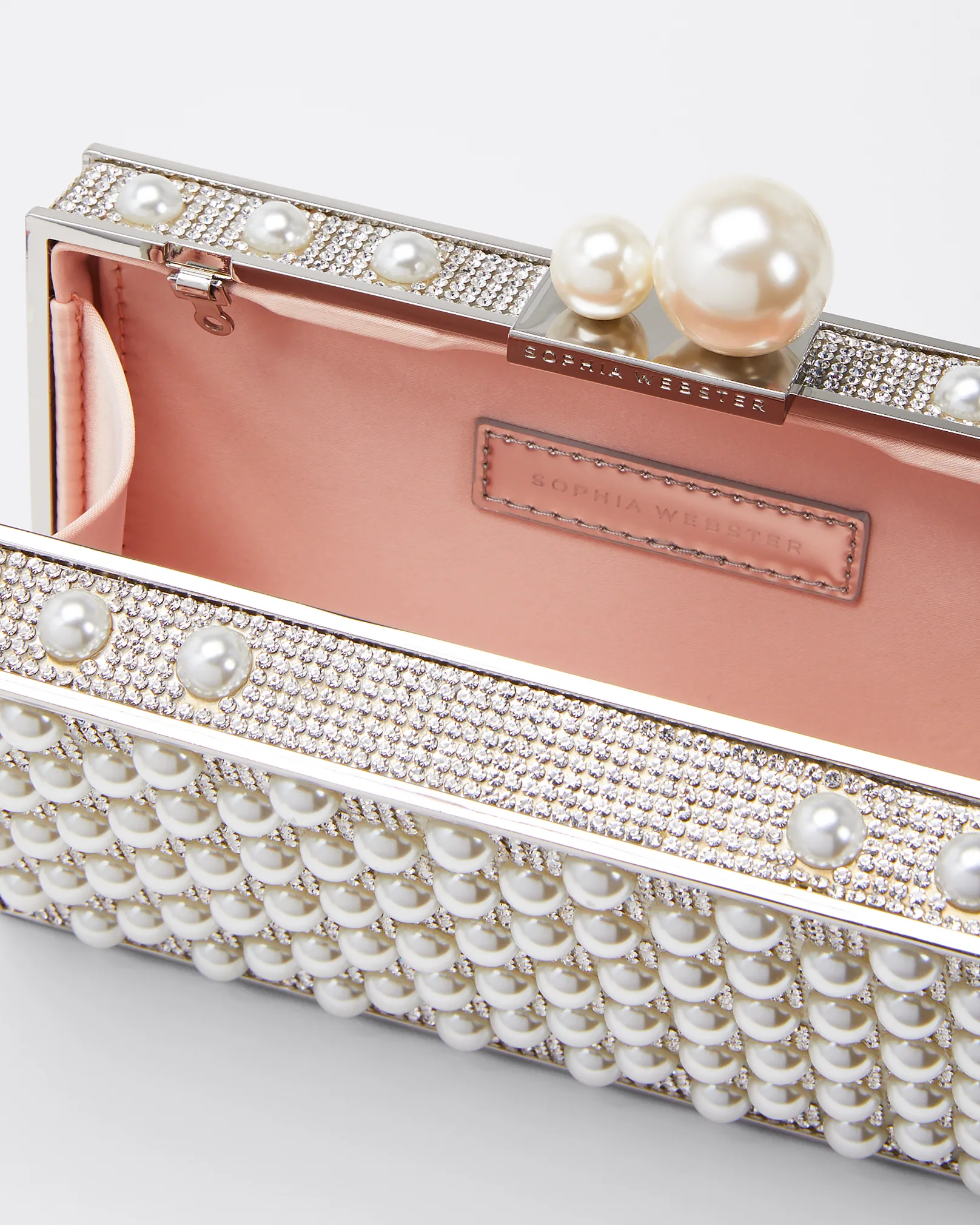 Clara Crystal Pearly Box Clutch Bag