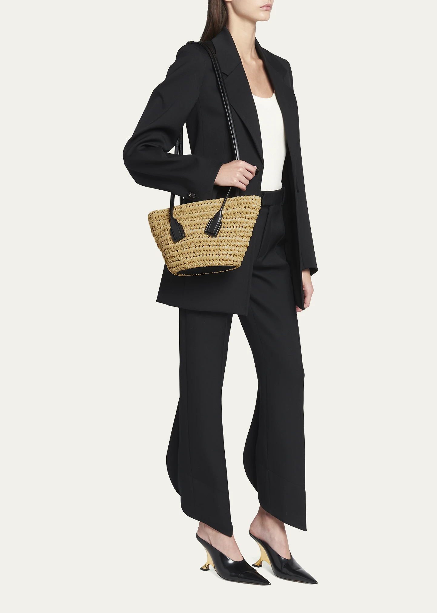 Arco Small Crochet Raffia Shoulder Bag