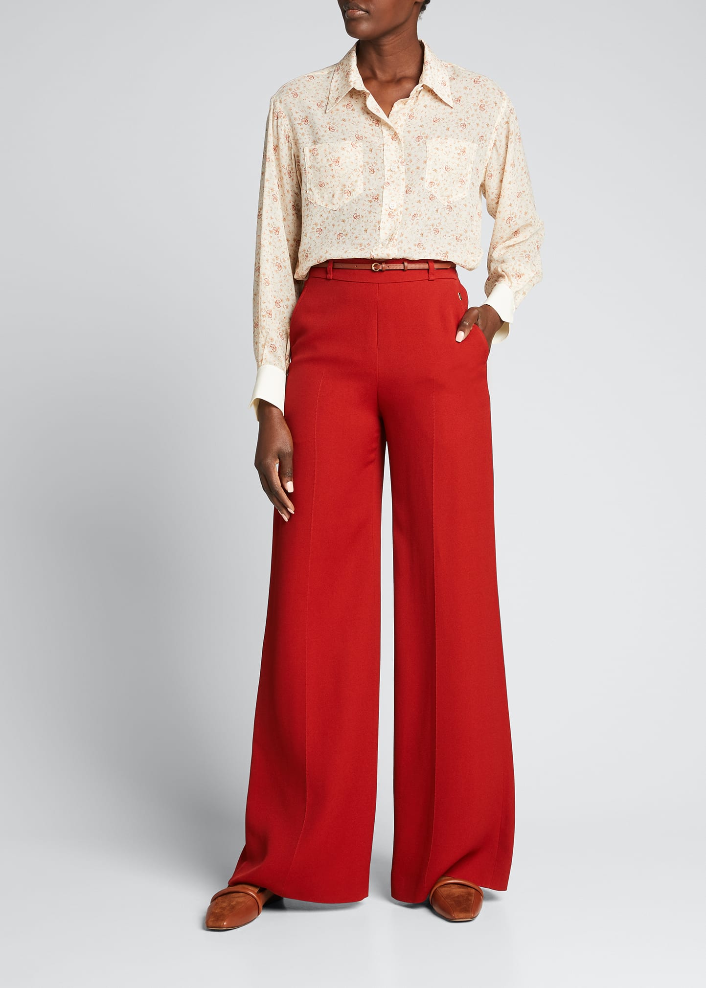 Wide-Leg Crepe Trousers