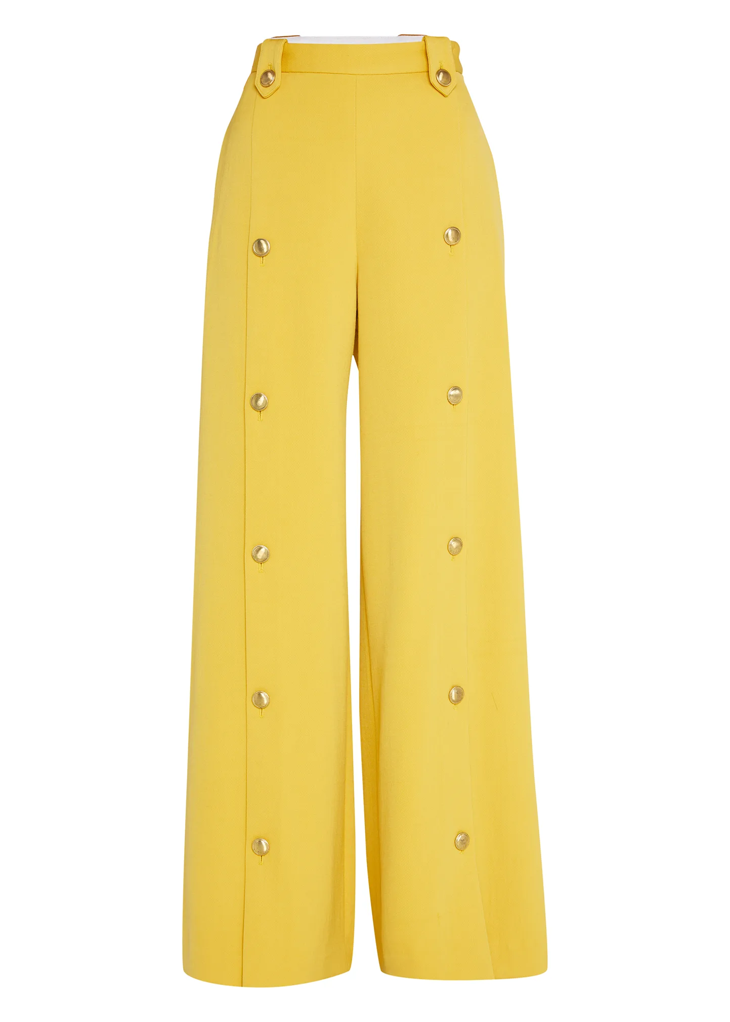 Button-Front Wide-Leg Crepe Pants